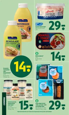 Elvira makrel*, 125 g. Kg-pris 112,00. 1 stk. gyldig fra 28.05.2026 | Side: 12 | Produkter: Makrel, Remoulade
