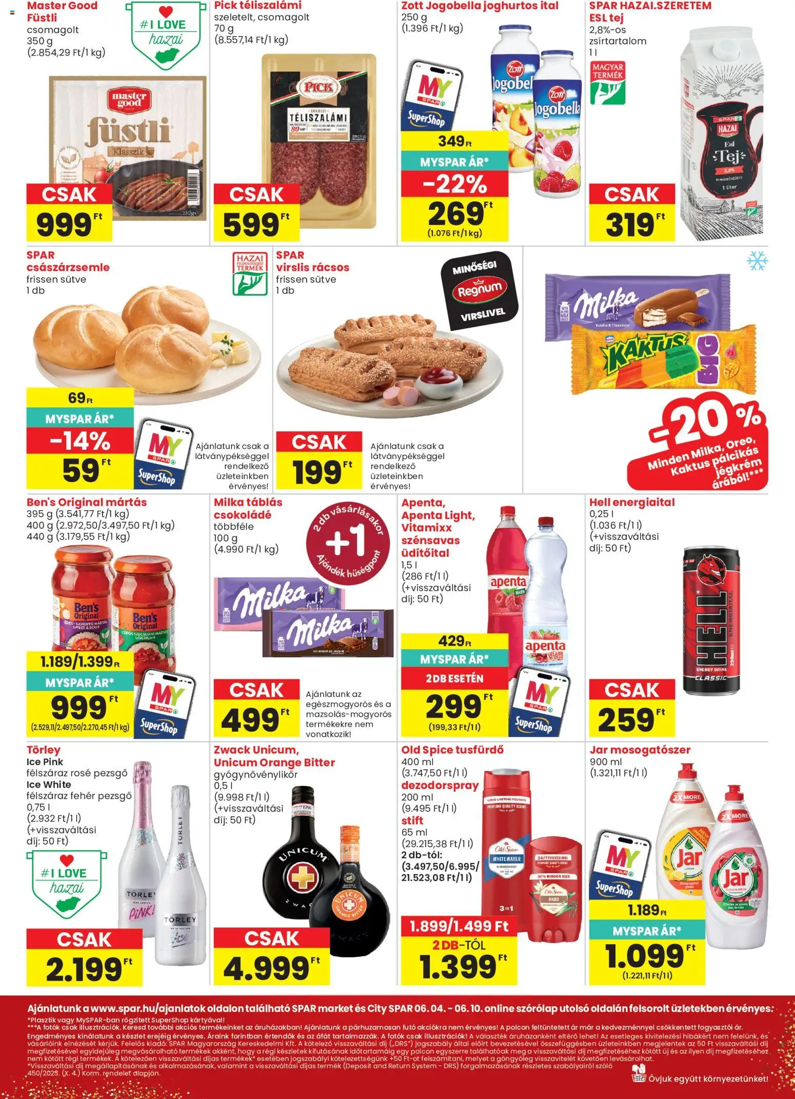 Spar akciós ujság - amely érvényes a következő dátumtól: 04.06.2026 | Oldal: 2 | Termékek: Jar mosogatószer, Császárzsemle, Tusfürdő, Mosogatószer