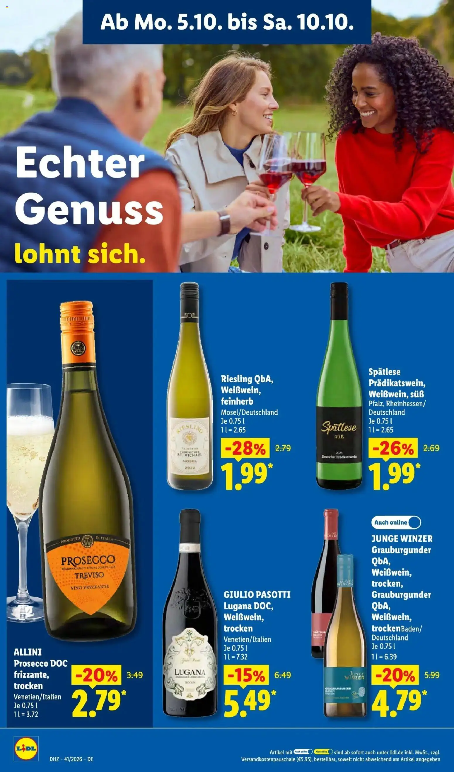 Lidl Prospekt Weikersheim (ab 05.10.2026) zum Blättern » Angebote | Seite: 26 | Produkte: Prosecco, Wein