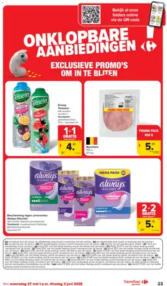 Carrefour market folder week 22 - Voorbeeld van een folder van Carrefour market, geldig van 27.05.2026 | Pagina: 23 | Producten: Fles, La, Füstölt oldalas, Fruit