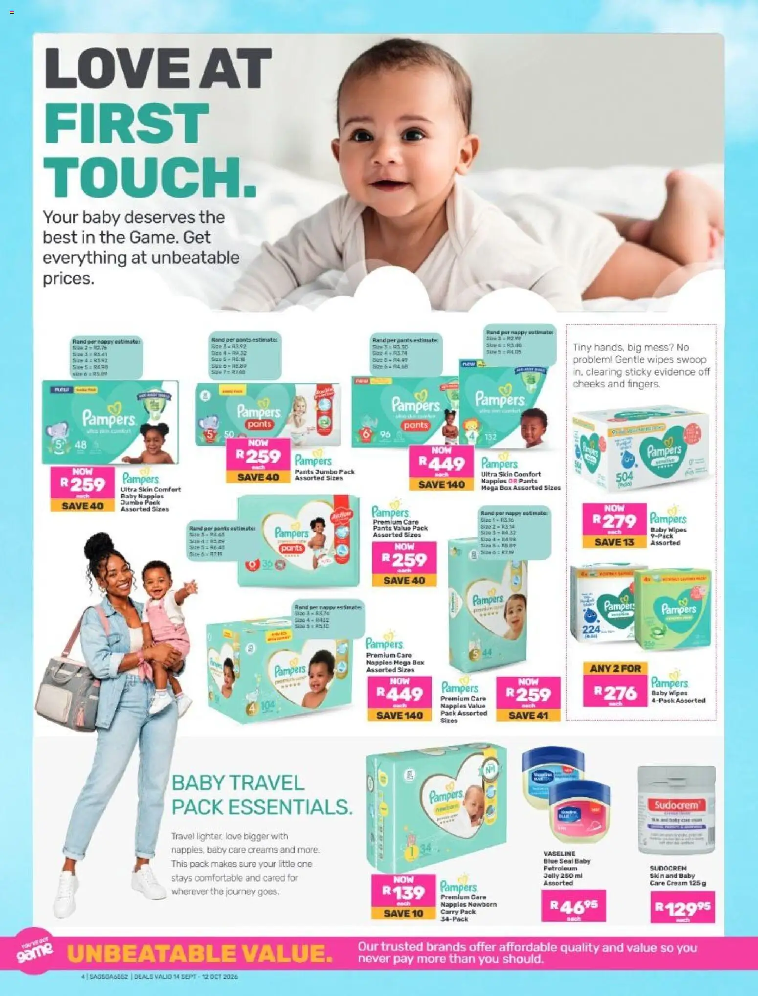 New Game catalogue – valid from 14/09/2026 | Page: 4 | Products: Pants, Box, Cream, Nappies