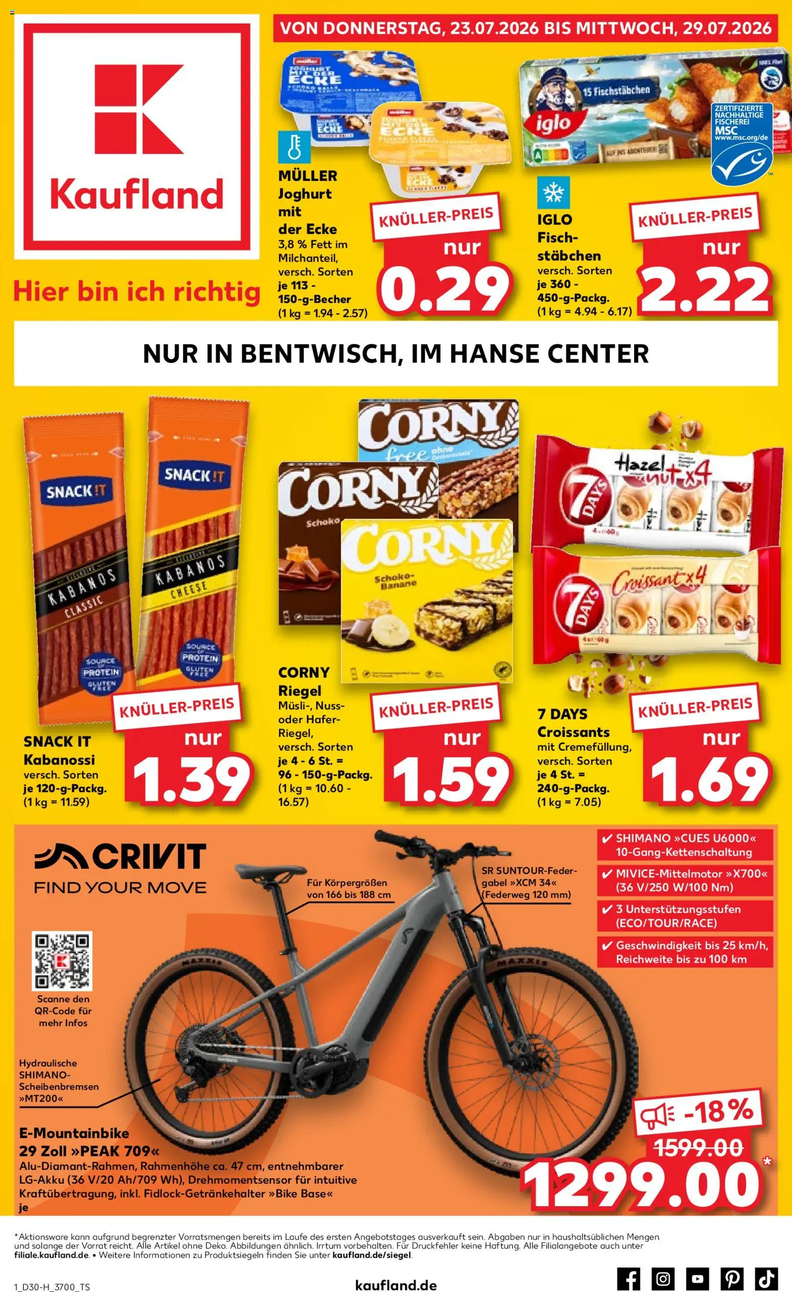 Kaufland Prospekt Rostock – gültig ab 23.07.2026 | Seite: 1 | Produkte: Iglo, Croissant, Fisch, Fischstabchen