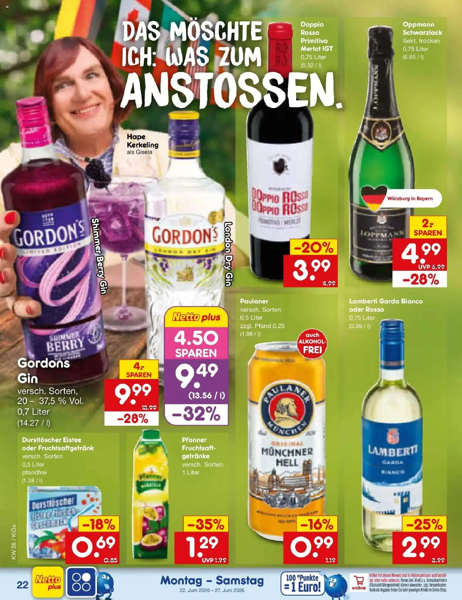 Netto Marken-Discount Prospekt Oberhaid – gültig ab 21.06.2026 | Seite: 30 | Produkte: Durstloscher, Gin, Fruchtsaft, Paulaner