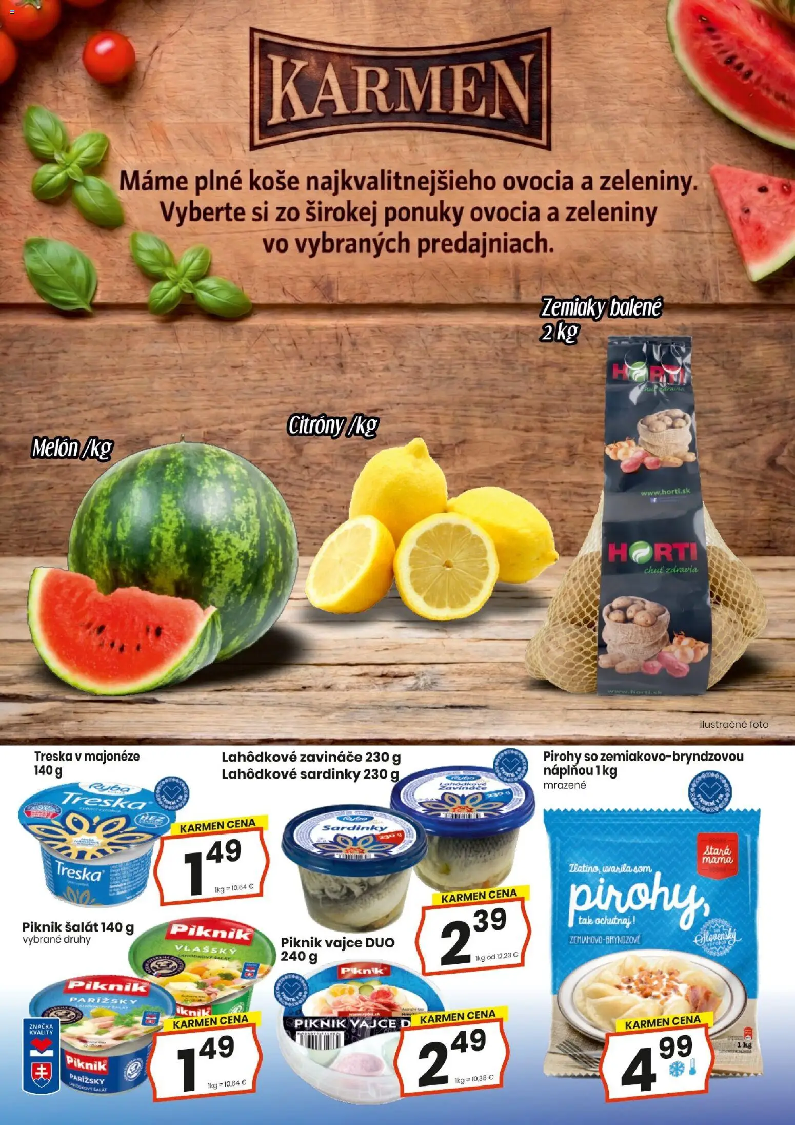 Nové KARMEN CBA akcie – leták je platný od 16.07.2026 | Strana: 8 | Produkty: Sardinky, Ryba, Zemiaky, Treska