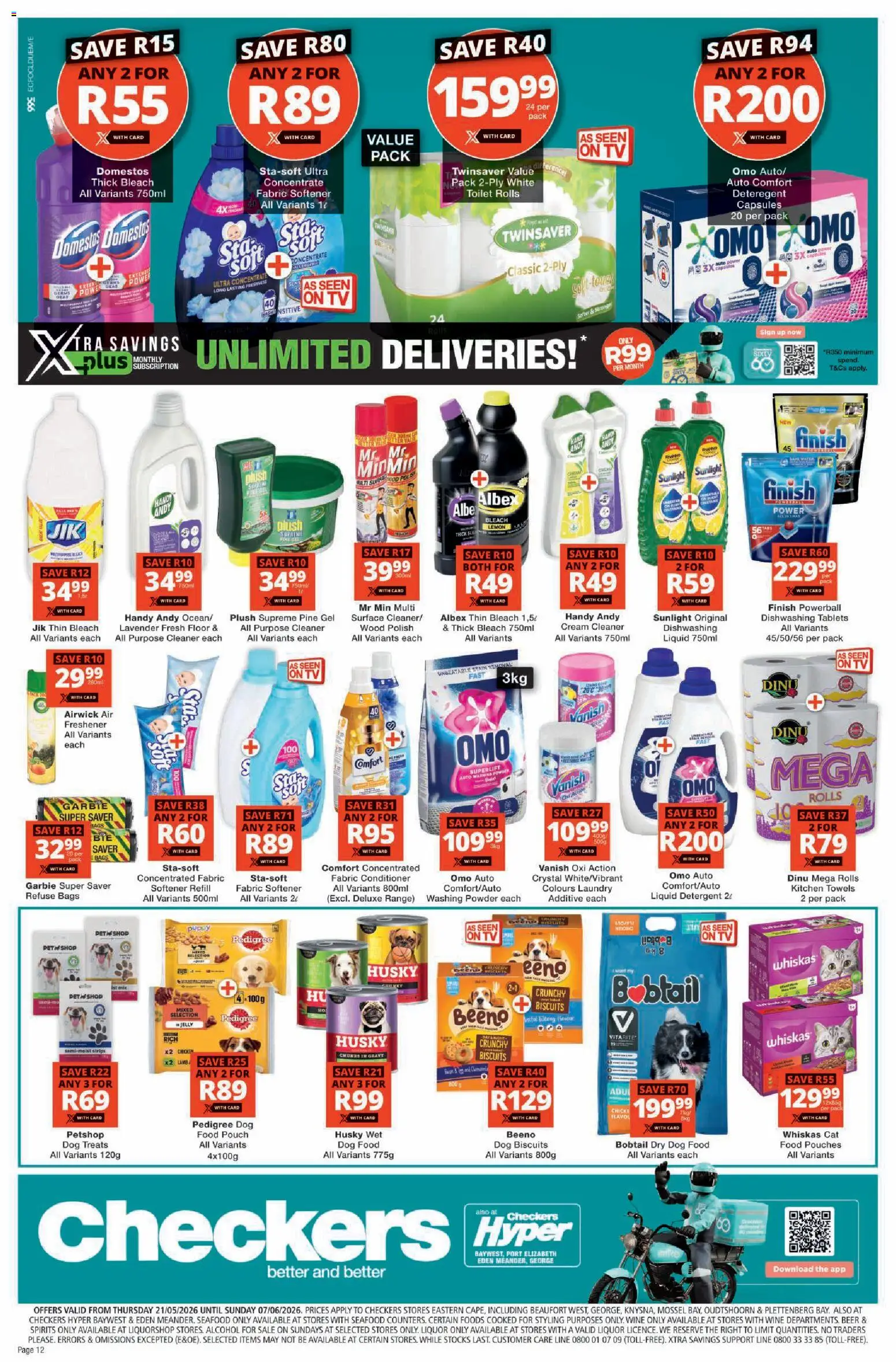 New Checkers catalogue – valid from 21.05.2026 | Page: 12 | Products: TV, Bleach, Wine, Powder