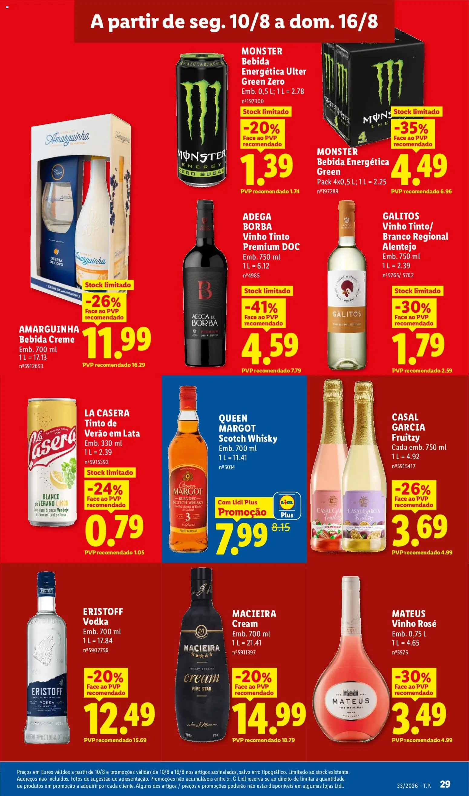 Lidl folheto │ válido de 10/08/2026 | Página: 29 | Produtos: Vinho rosé, Bebida energética, Creme, Vodka