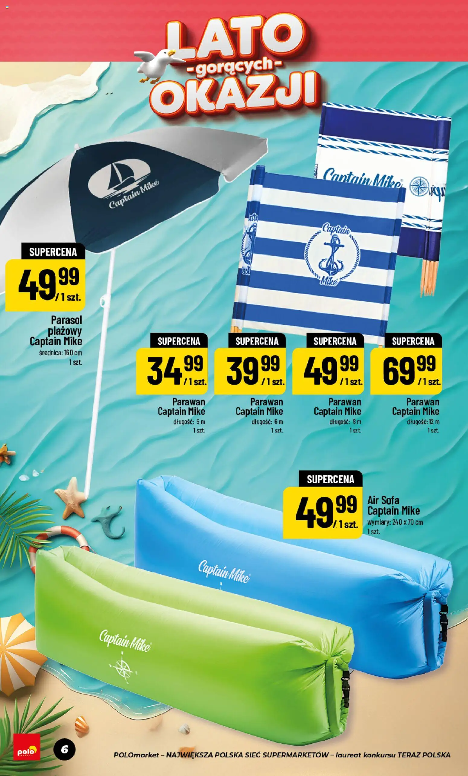 Nowa POLOmarket gazetka od jutra 24.06.2026 | Strona: 6 | Produkty: Parasol, Sofa, Parawan