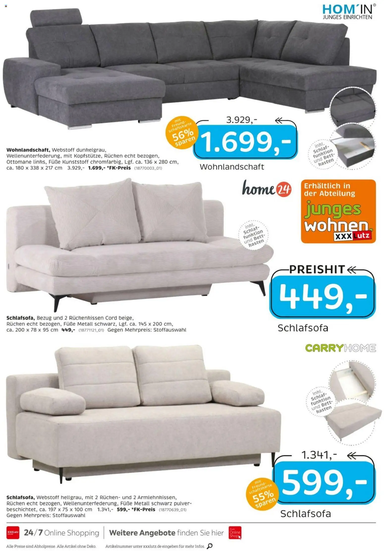 XXXLutz Junges Wohnen – gültig ab 04.07.2026 | Seite: 4 | Produkte: Wohnlandschaft, Schlafsofa, Bett