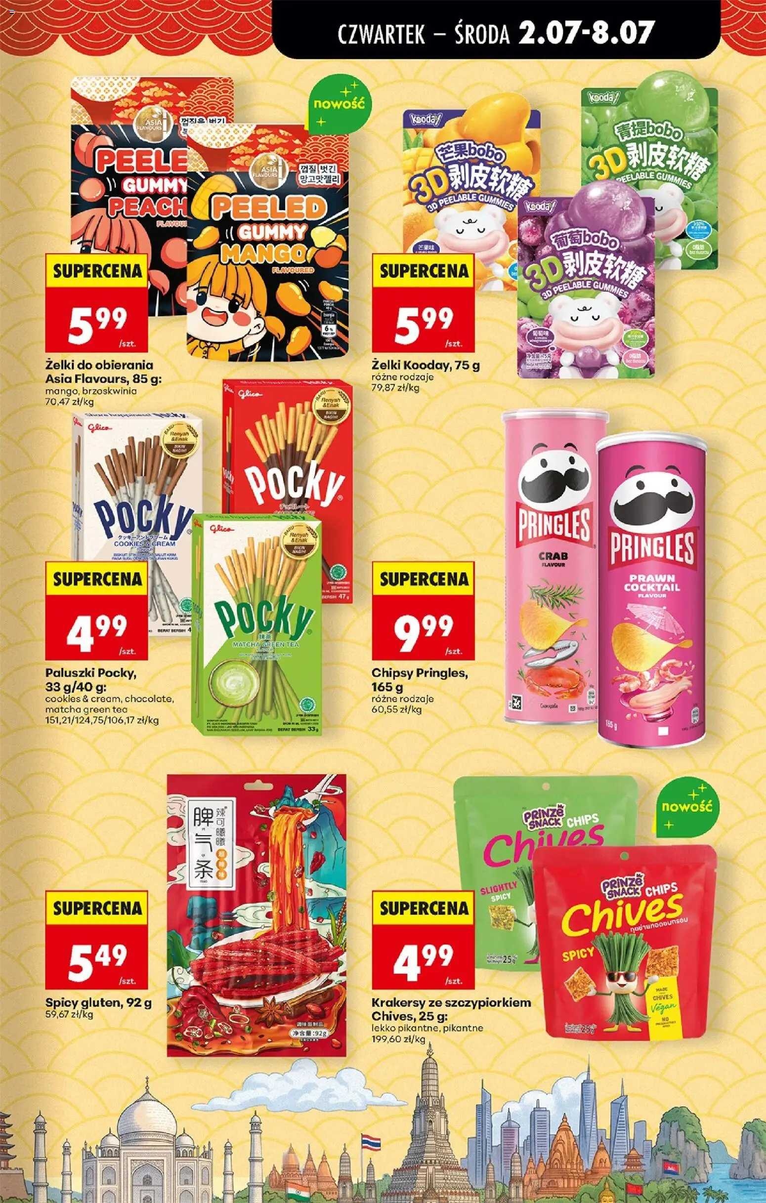 Biedronka gazetka od czwartku od 02.07.2026 | Strona: 45 | Produkty: Mango, Pocky, Żelki, Pringles