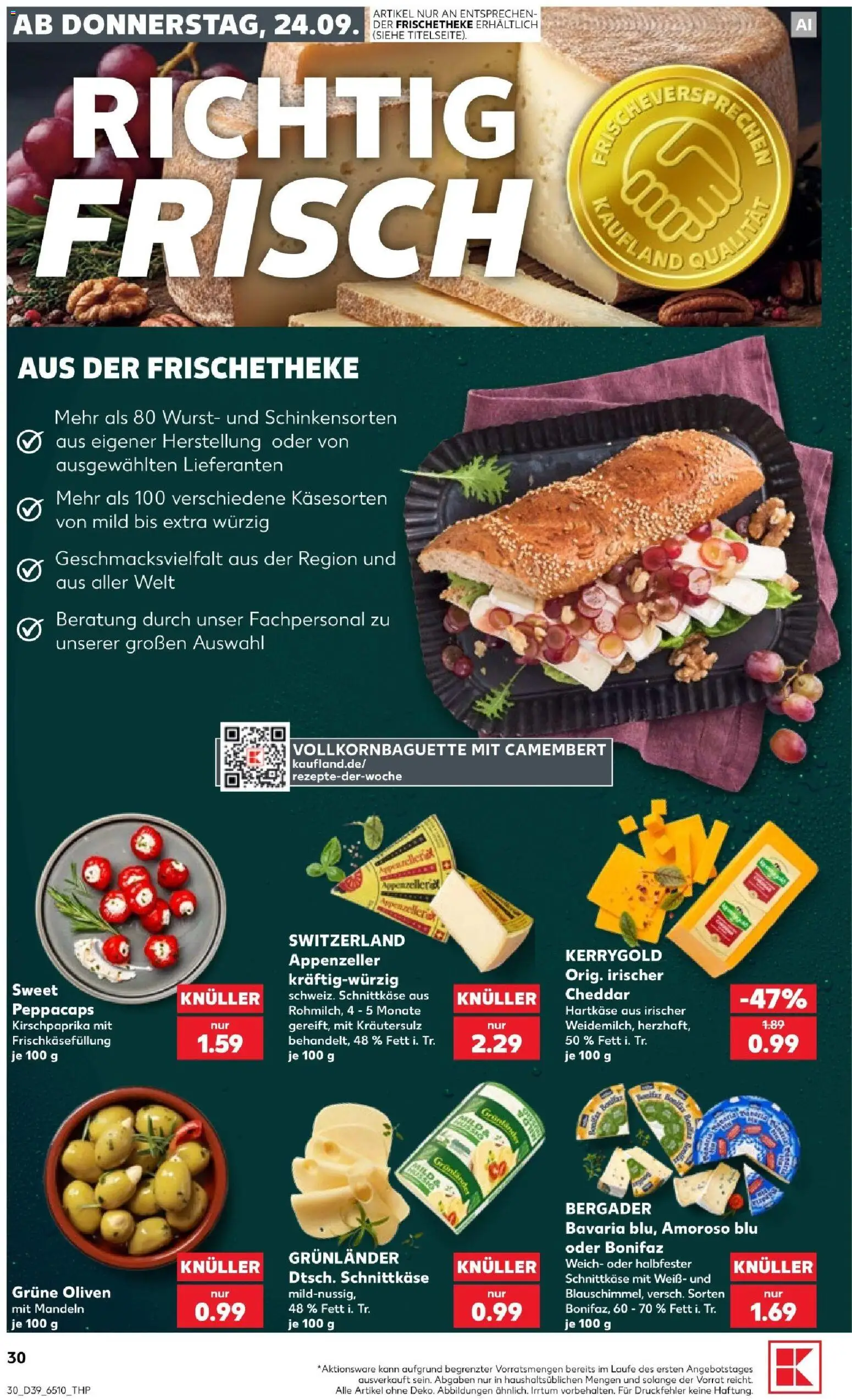 Kaufland Prospekt Köln – gültig ab 24.09.2026 | Seite: 30 | Produkte: Mandeln, Camembert, Grunlander, Wurst