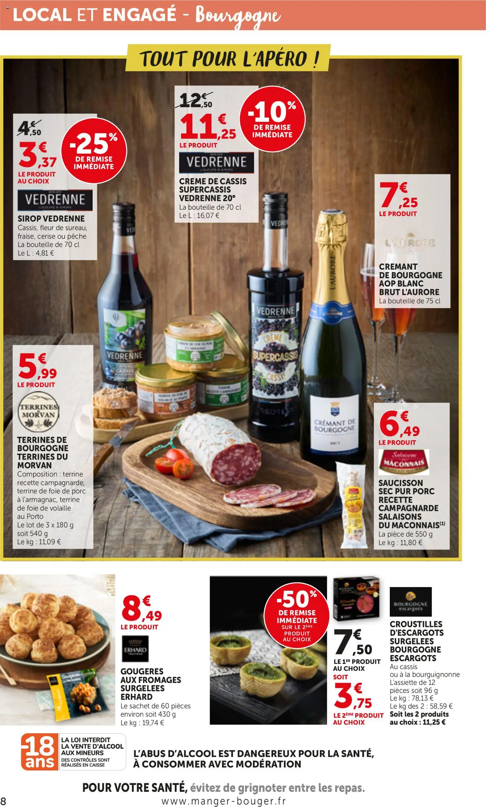 {H1} | Page: 8 | Produits: Pêche, Bourgogne, Porc, Crème