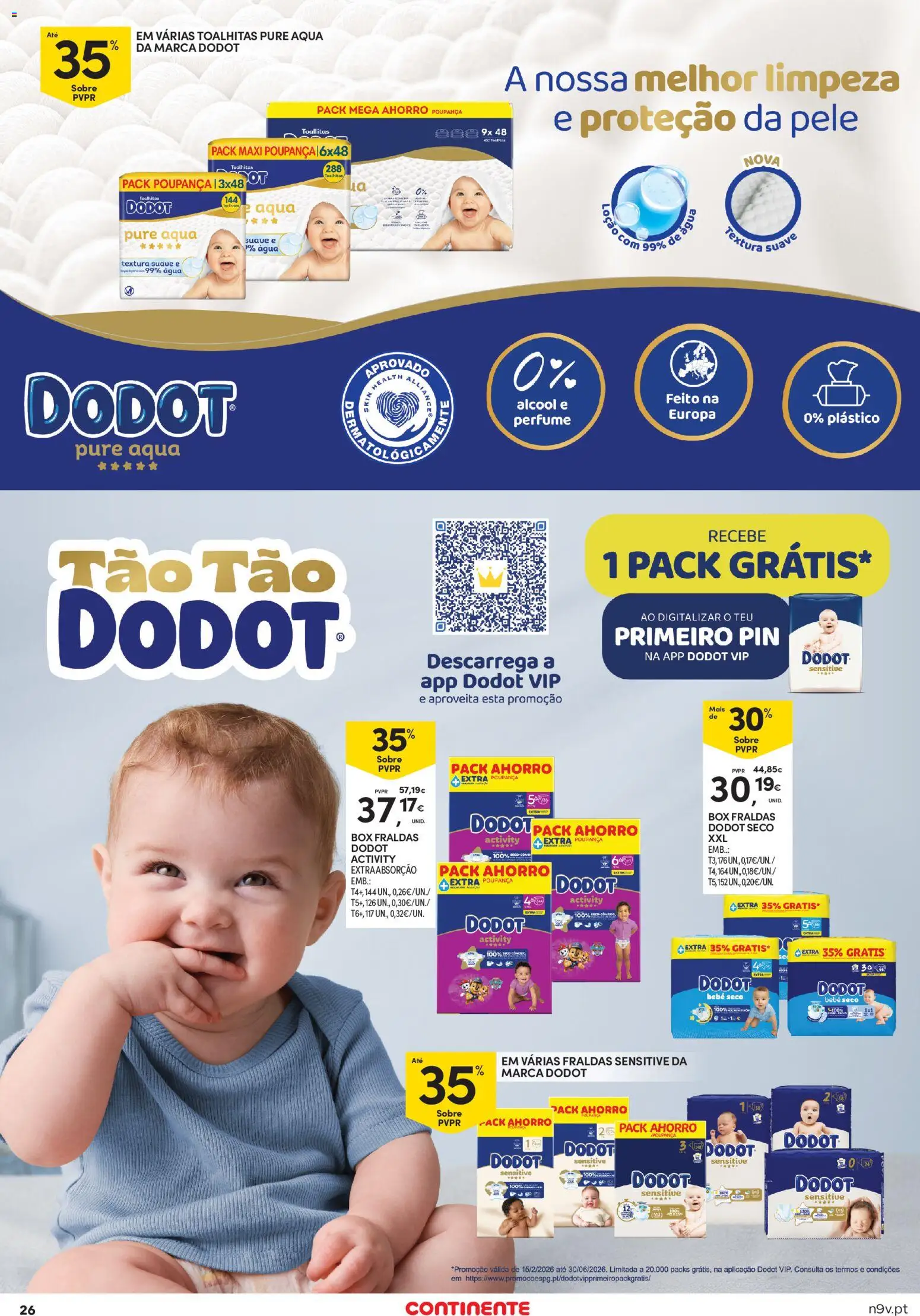 Continente Açores │ válido de 11.06.2026 | Página: 26 | Produtos: Agua, Fraldas, Fraldas dodot, Perfume
