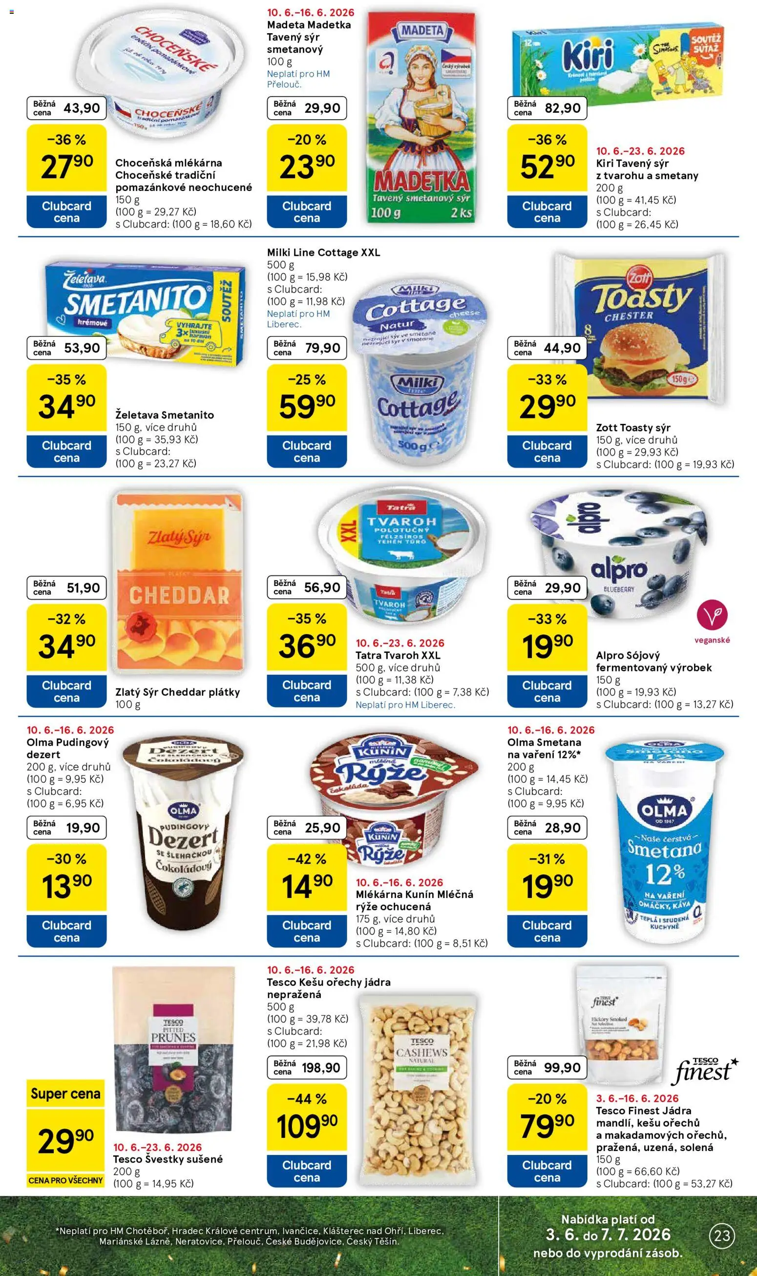Tesco leták - Hypermarket od 10.06.2026 | Strana: 23 | Produkty: Tavený sýr, Smetana, Ořechy, Smetana na vaření