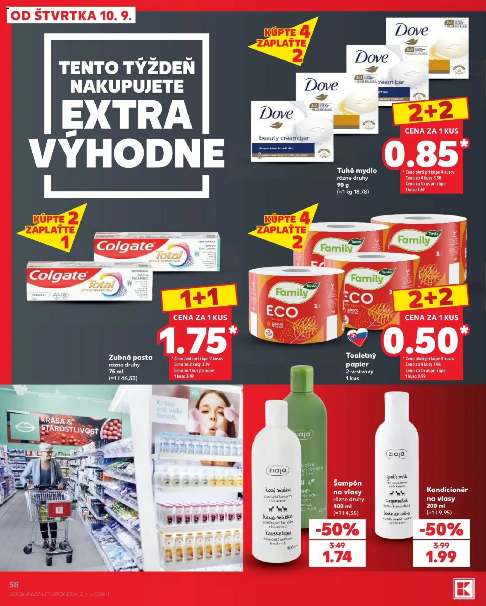 Nové Kaufland akcie – leták je platný od 10.09.2026 | Strana: 58 | Produkty: Mlieko, Šampón, Kondicionér, Mydlo