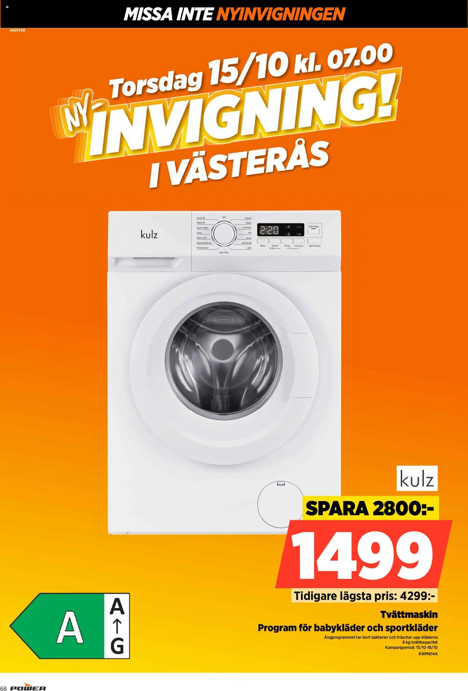 Power reklamblad aktuell från 15/10/2026 | Sida: 68 | Produkter: Tvättmaskin
