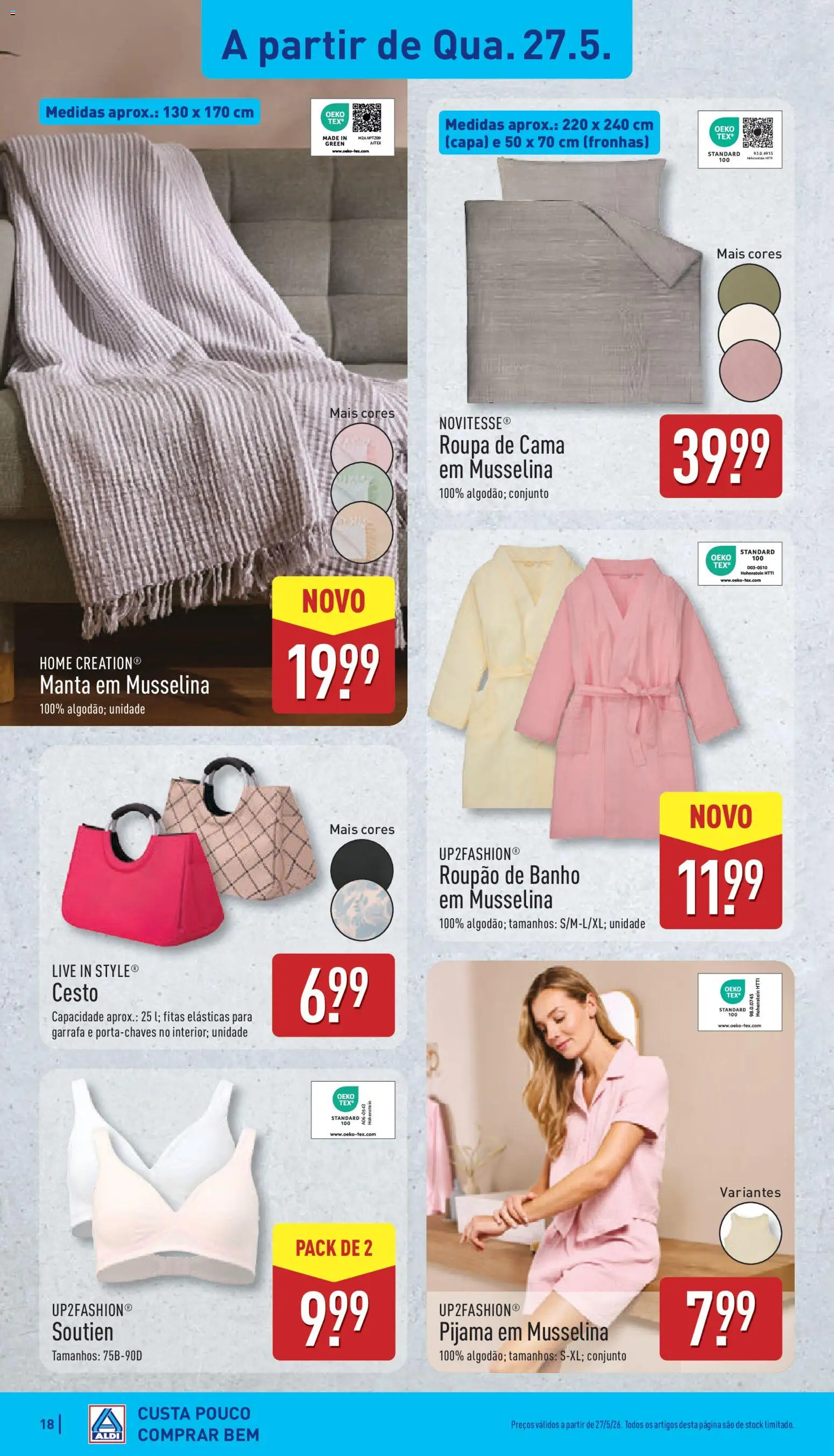 Aldi folheto │ válido de 25.05.2026 | Página: 18 | Produtos: Cama, Banho, Roupa de cama, Roupão