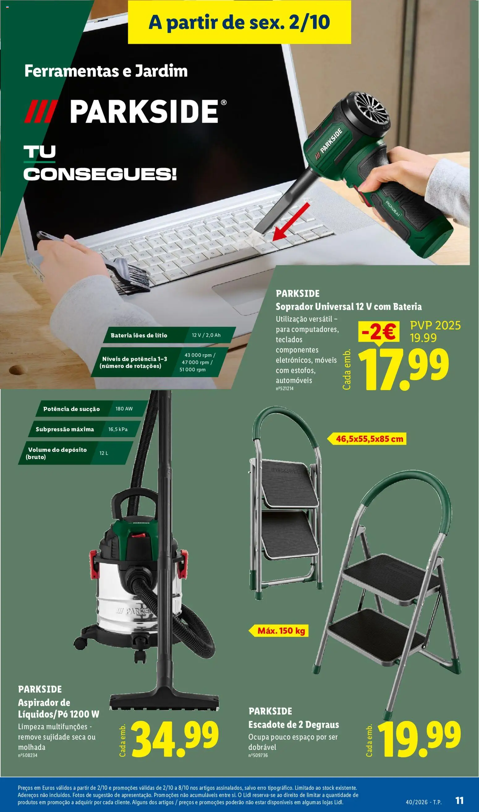 Lidl Promoções Fim de Semana │ válido de 28/09/2026 | Página: 11 | Produtos: Aspirador, Ferramentas, Bateria