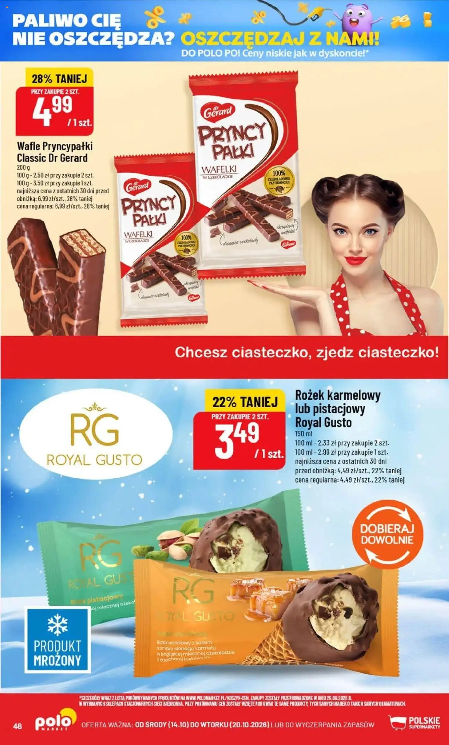 Nowa POLOmarket gazetka od jutra 14.10.2026 | Strona: 48 | Produkty: Wafle, Wafelki