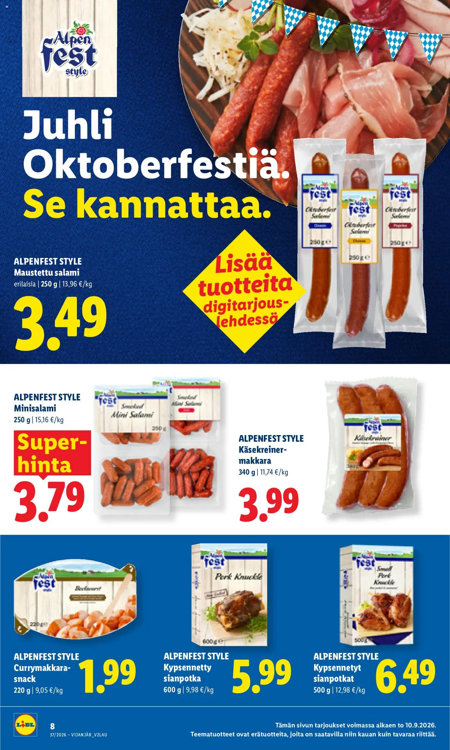 Lidl tarjoukset - Rovaniemi – voimassa 10/09/2026 alkaen | Sivu: 8 | Tuotteet: Makkara, Salami