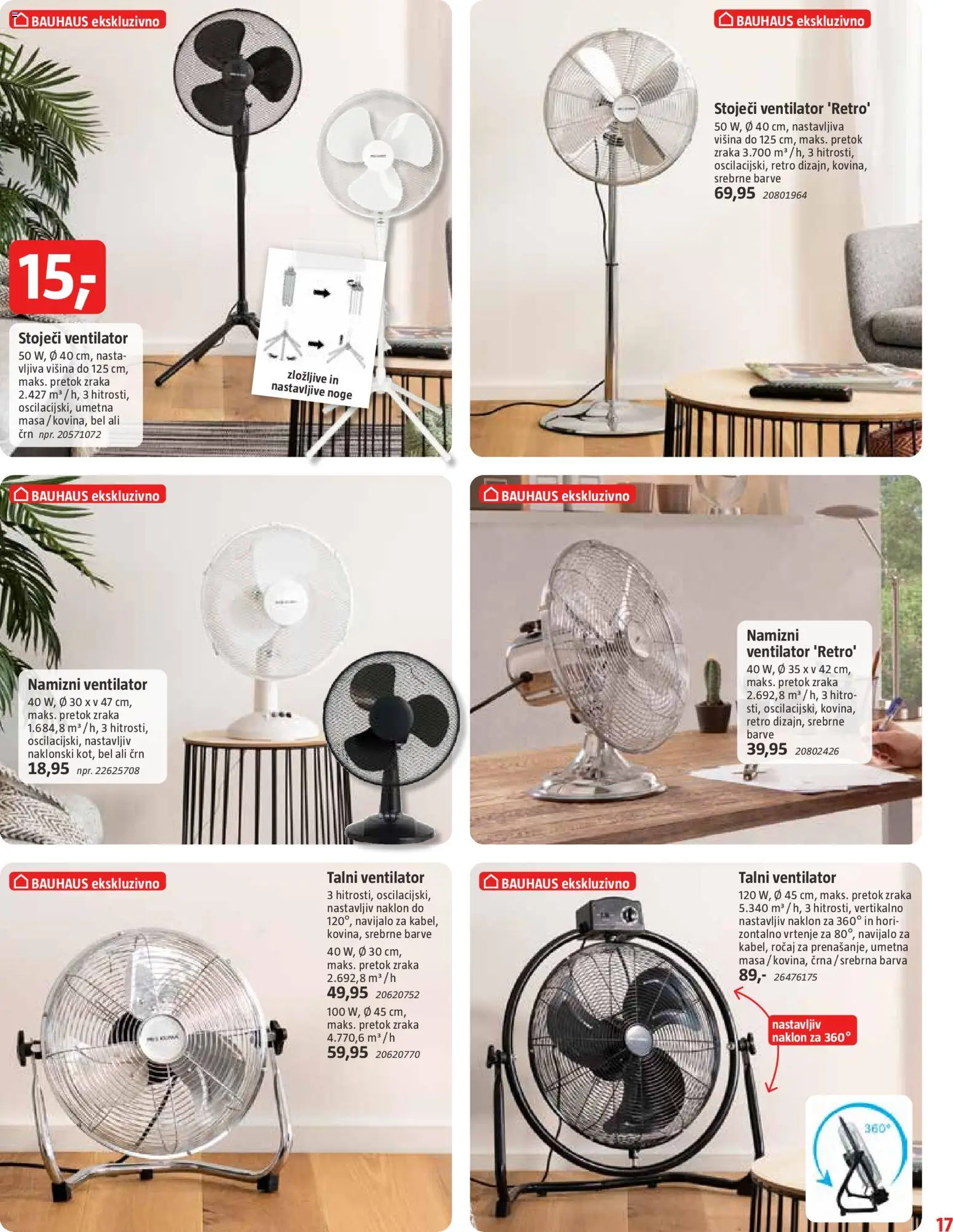 Novi Bauhaus katalog ponudbe – veljaven od 03.06.2026 | Stran: 17 | Izdelki: Stoječi ventilator, Ventilator, Talni ventilator, Barva