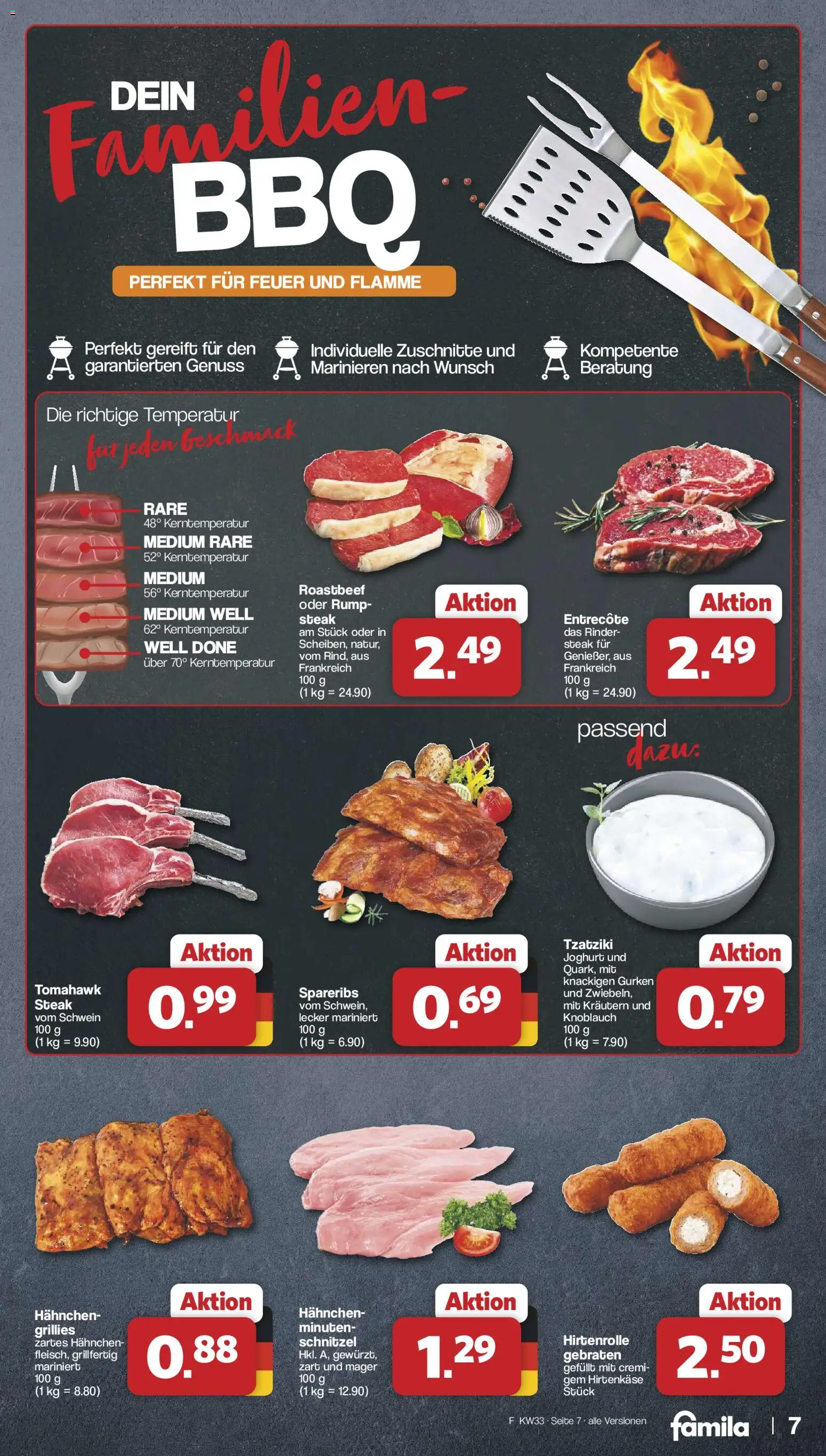 Famila Nordwest Prospekt – gültig ab 10.08.2026 | Seite: 7 | Produkte: Hahnchen, Entrecote, Schnitzel, Roastbeef