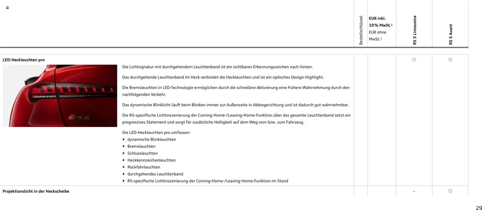 Audi RS 5 Limousine / RS 5 Avant – gültig ab 01.04.2026 | Seite: 29