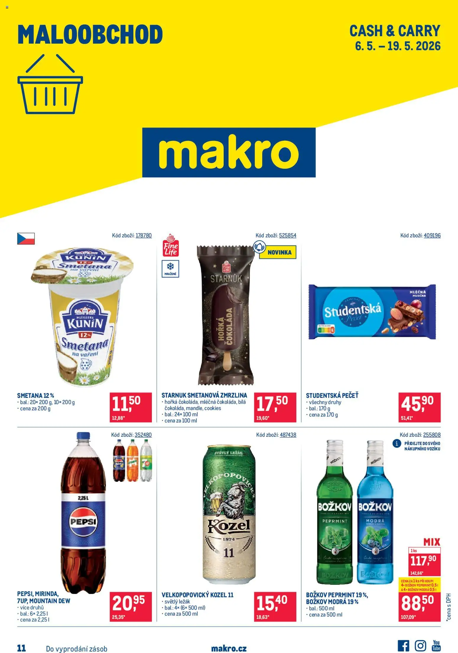 Makro leták - Maloobchod od 06.05.2026 | Strana: 1 | Produkty: Pepsi, Cookies, Studentská pečeť, Kozel 11