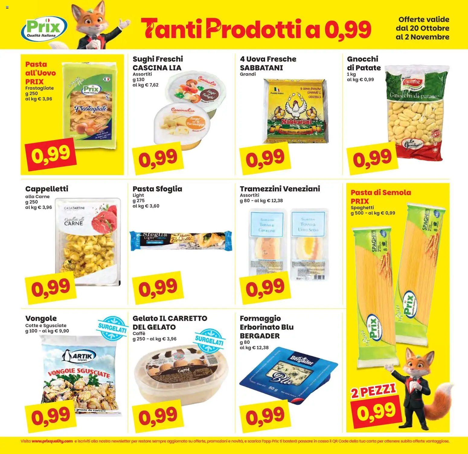 Volantino Prix del 20/10/2026 | Pagina: 4 | Prodotti: Pasta sfoglia, Gelato, Pasta di semola, Cipolline
