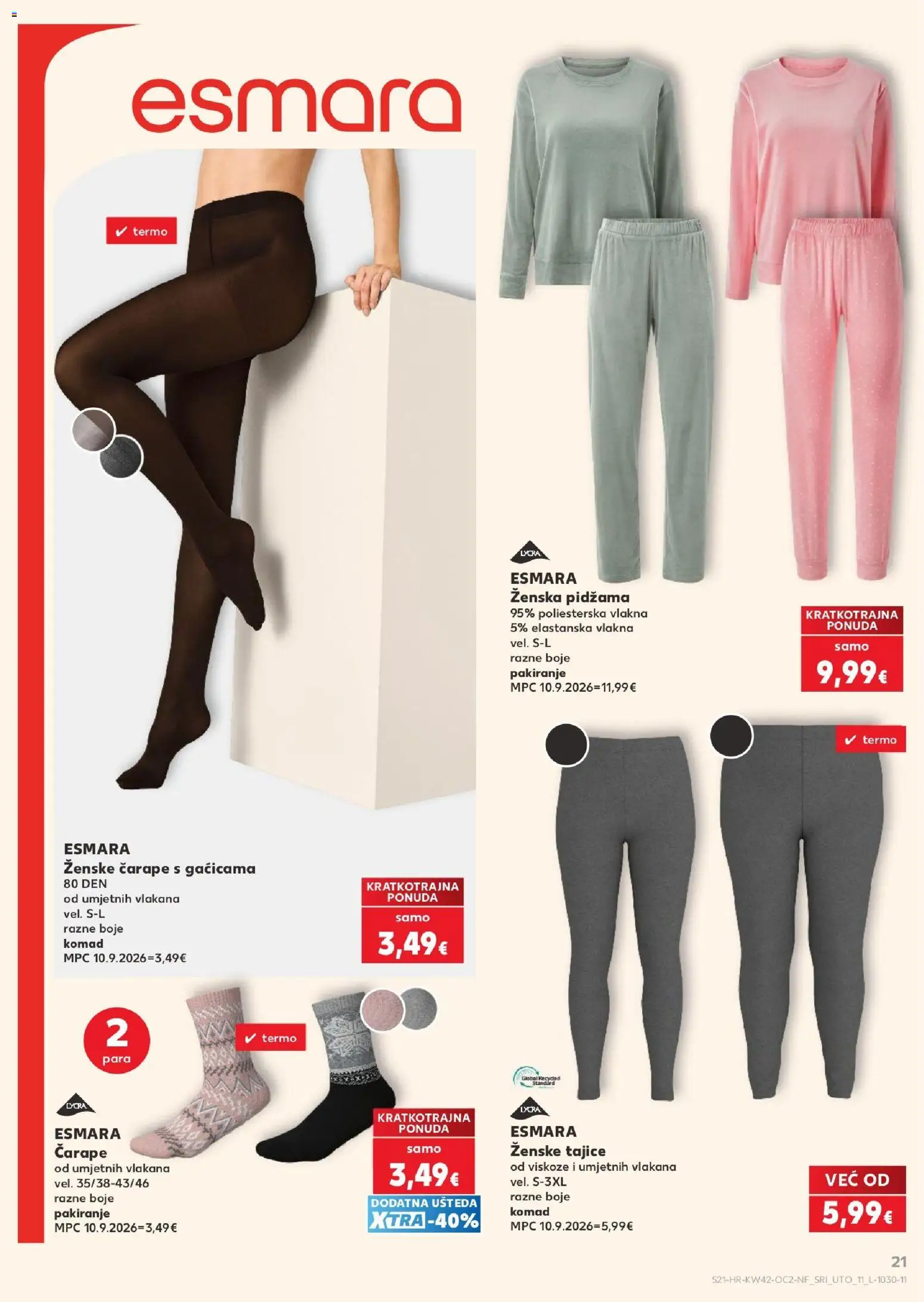 Kaufland katalog | vrijedi od 14.10.2026 | Stranica: 21 | Proizvodi: Čarape, Pidžama, Tajice, Ženska pidžama