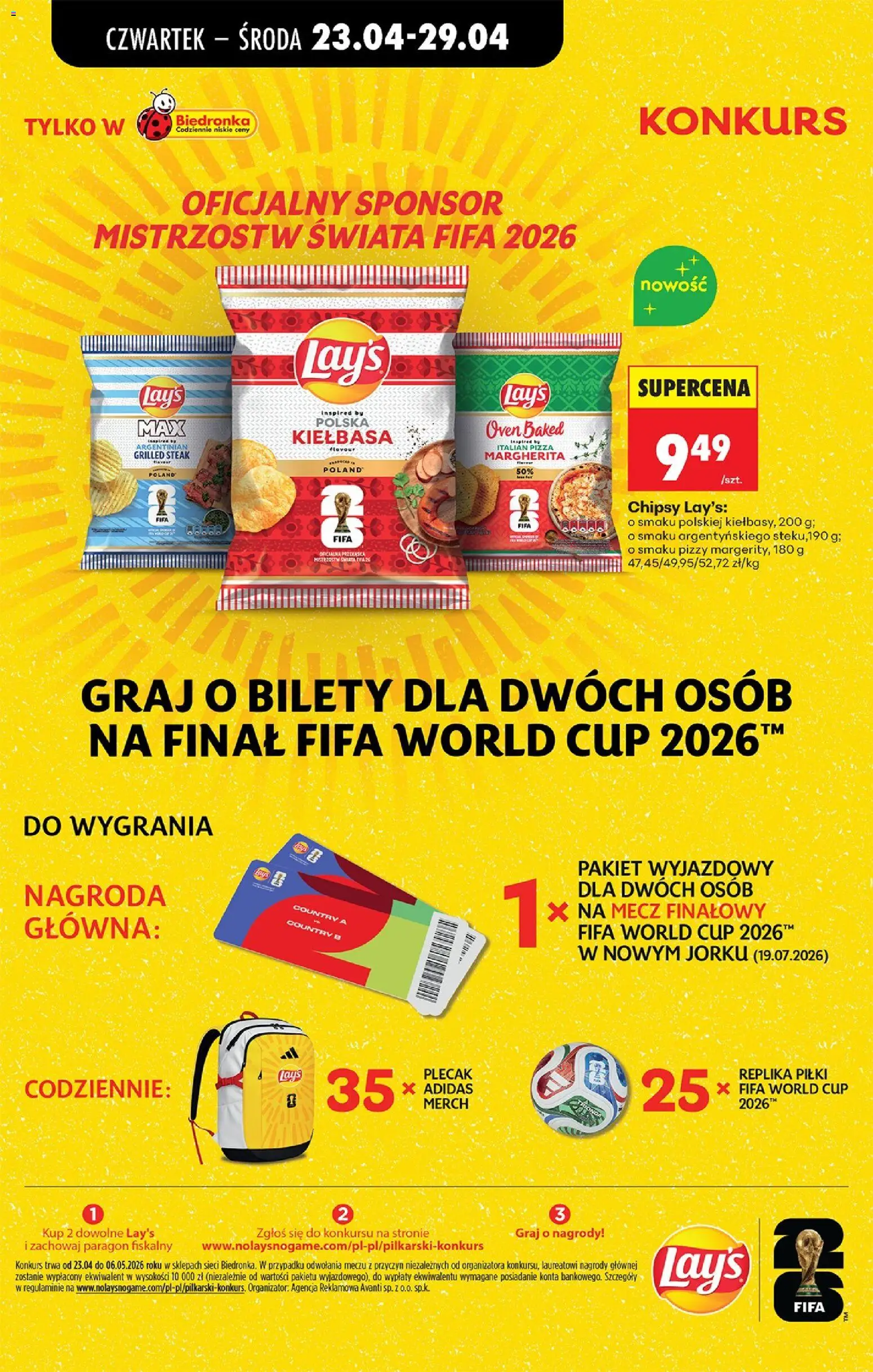Biedronka gazetka od czwartku od 23.04.2026 | Strona: 71 | Produkty: Kiełbasa, Chipsy, Plecak, Pizza