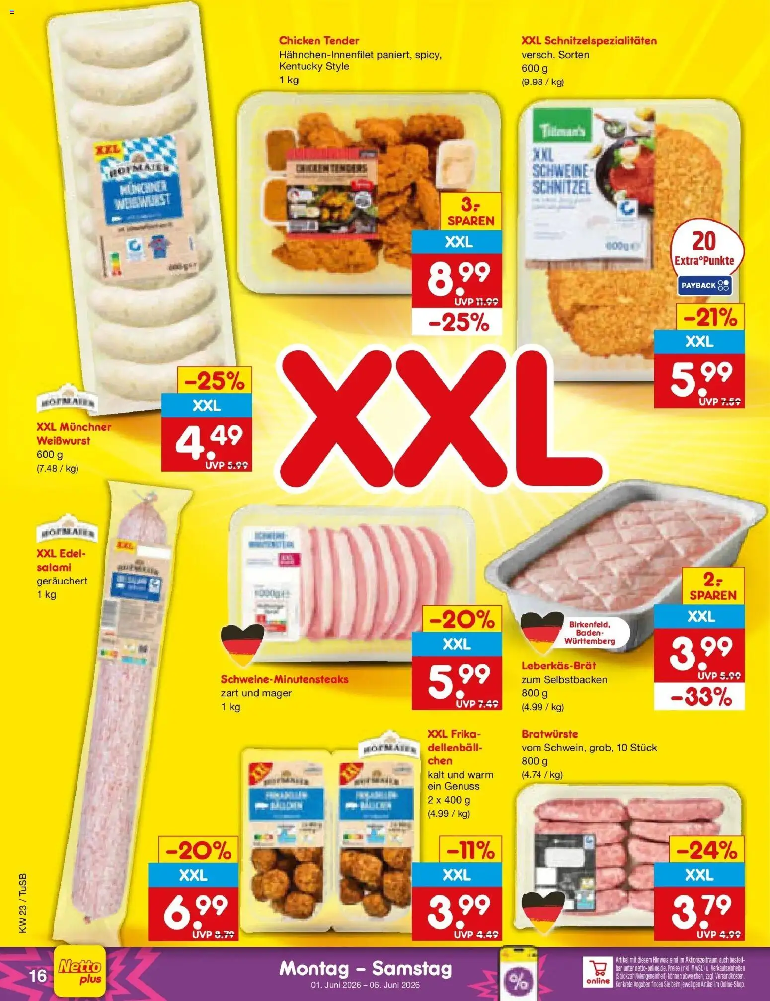 Netto Marken-Discount Prospekt Lahr-Langenwinkel – gültig ab 01.06.2026 | Seite: 18 | Produkte: Weißwurst, Schnitzel, Salami
