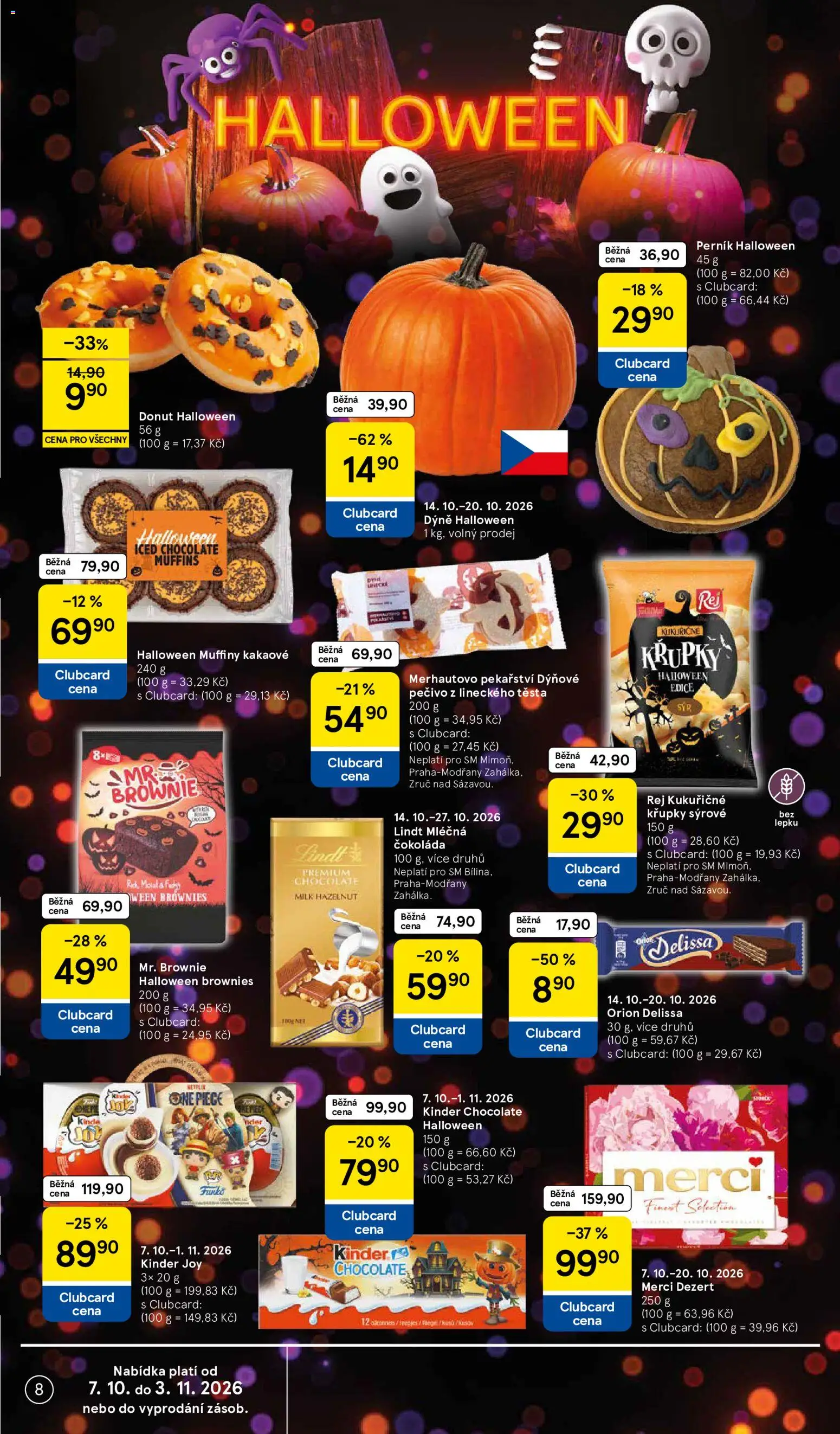 Tesco leták - Supermarket od 14.10.2026 | Strana: 8 | Produkty: Lindt čokoláda, Dýně, Kinder, Dezert