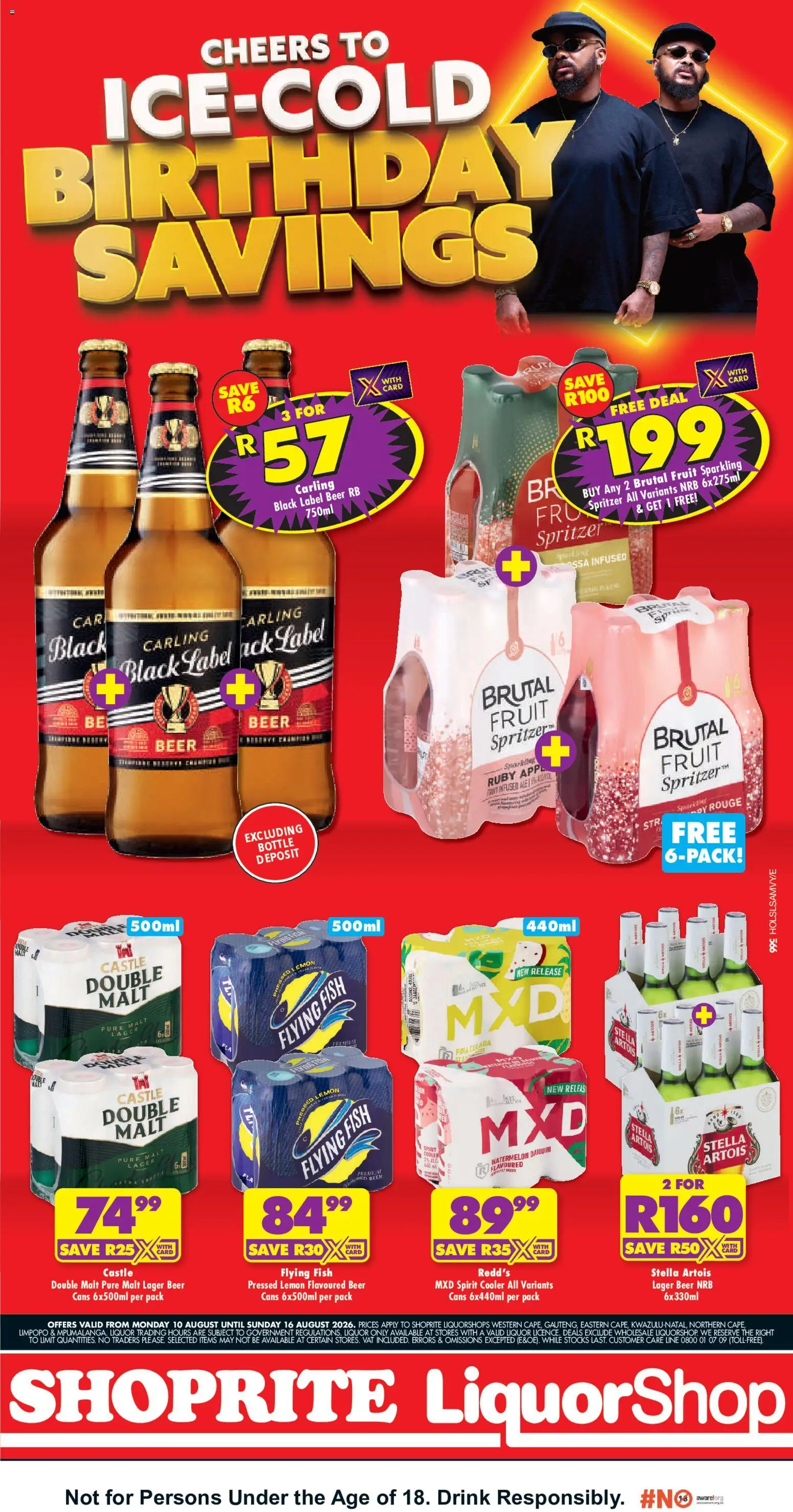 New Shoprite catalogue – valid from 10/08/2026 | Page: 1 | Products: Alcohol, Cooler, Beer, Fish