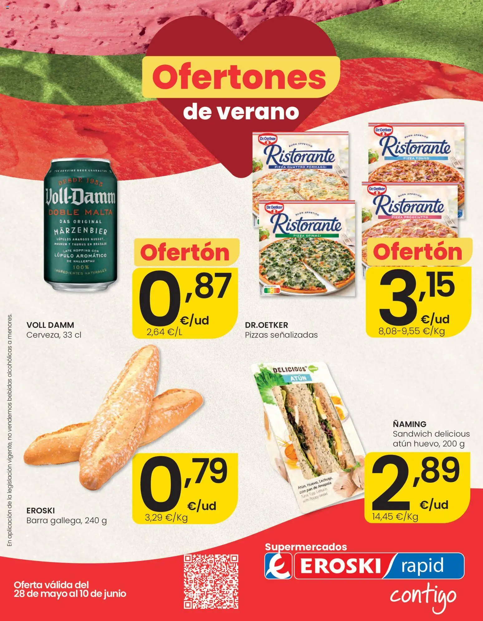Eroski Ofertones de verano │ válido desde el 28.05.2026 | Página: 1 | Productos: Κρεμάστρα, Pan, Pizza
