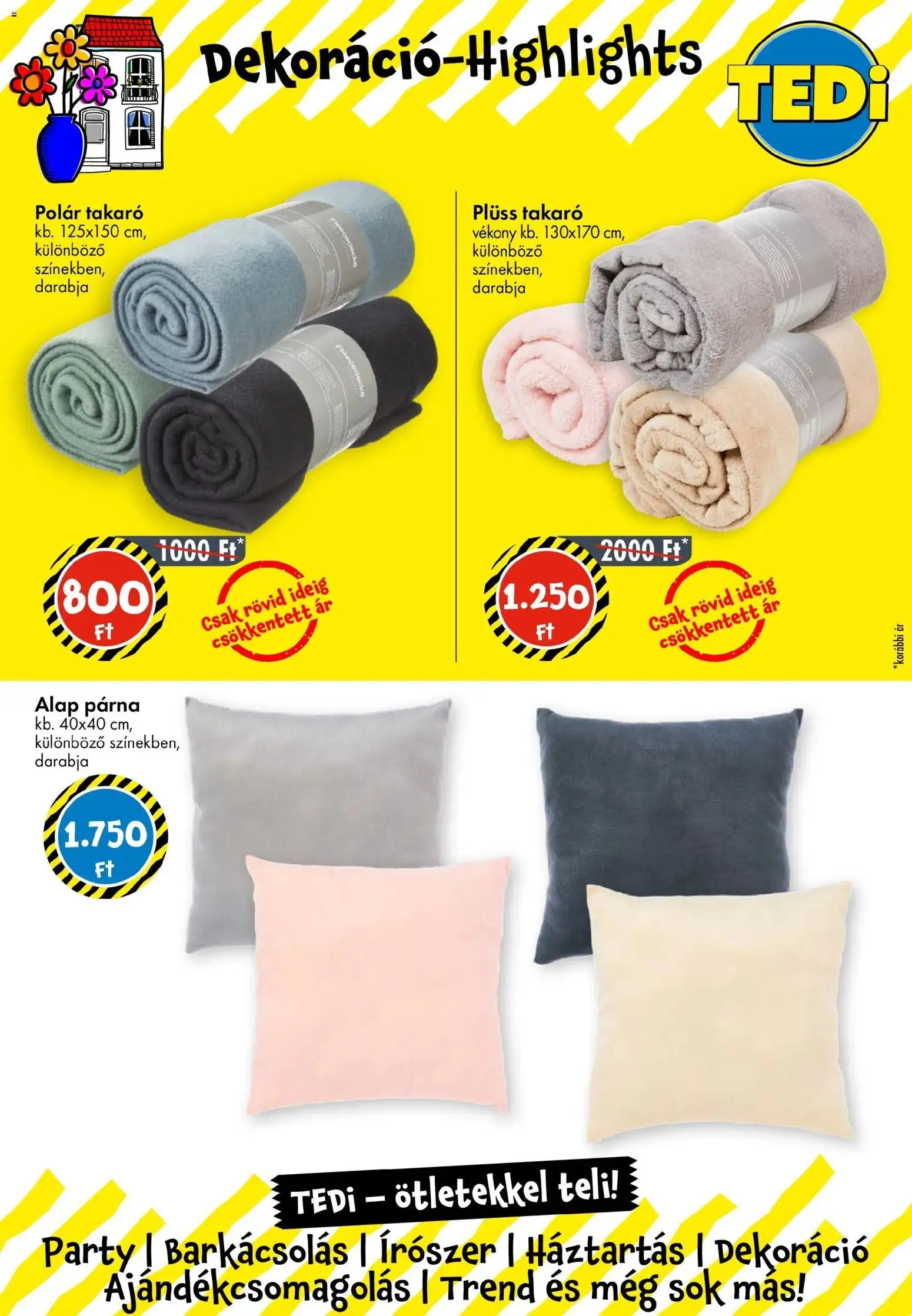 TEDi akciós ujság - amely érvényes a következő dátumtól: 20.03.2026 | Oldal: 13 | Termékek: Plüss, Párna, Takaró, Dekoráció