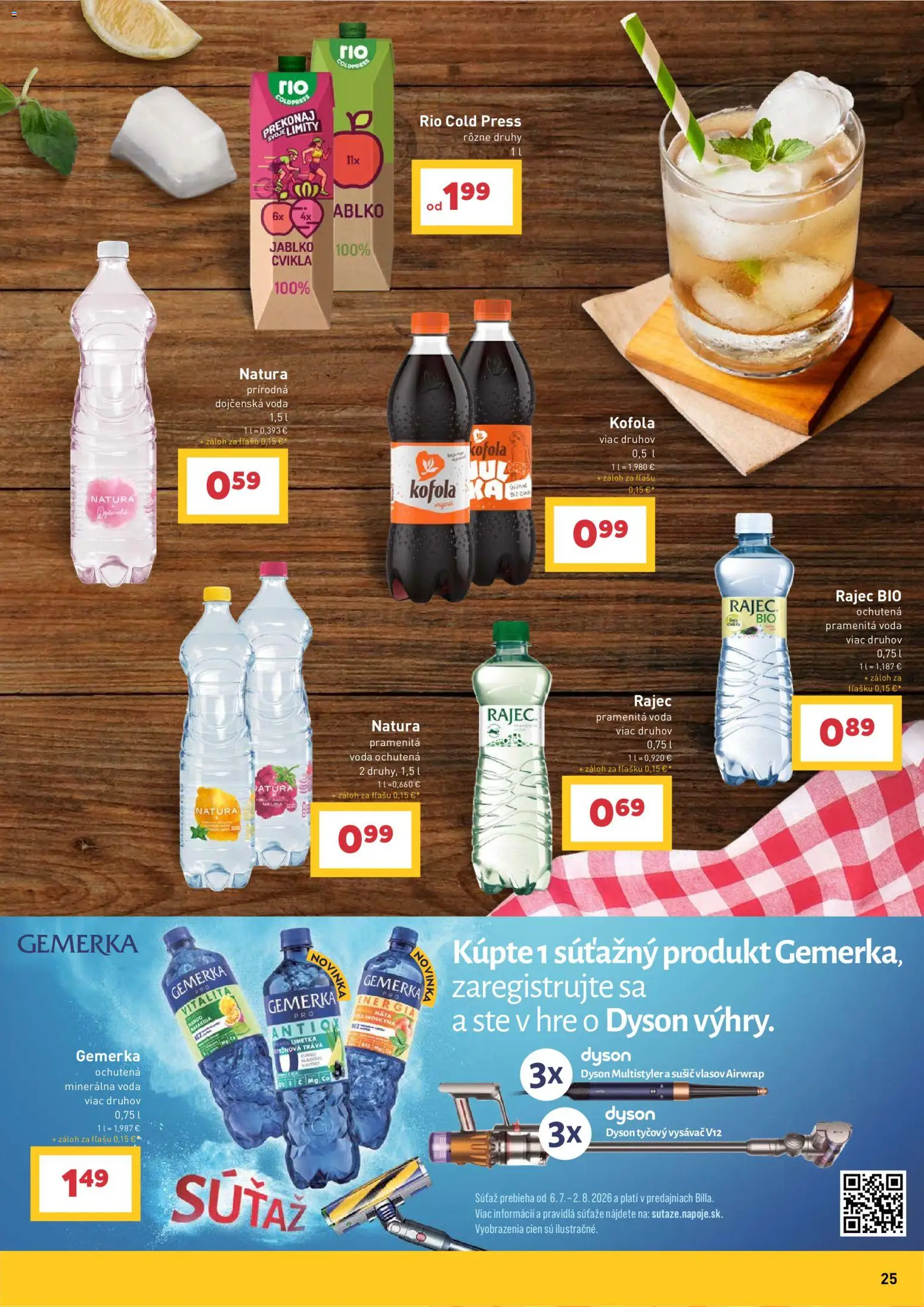Nové Billa akcie – leták je platný od 08.07.2026 | Strana: 25 | Produkty: Tyčový vysávač, Vysávač, Gemerka