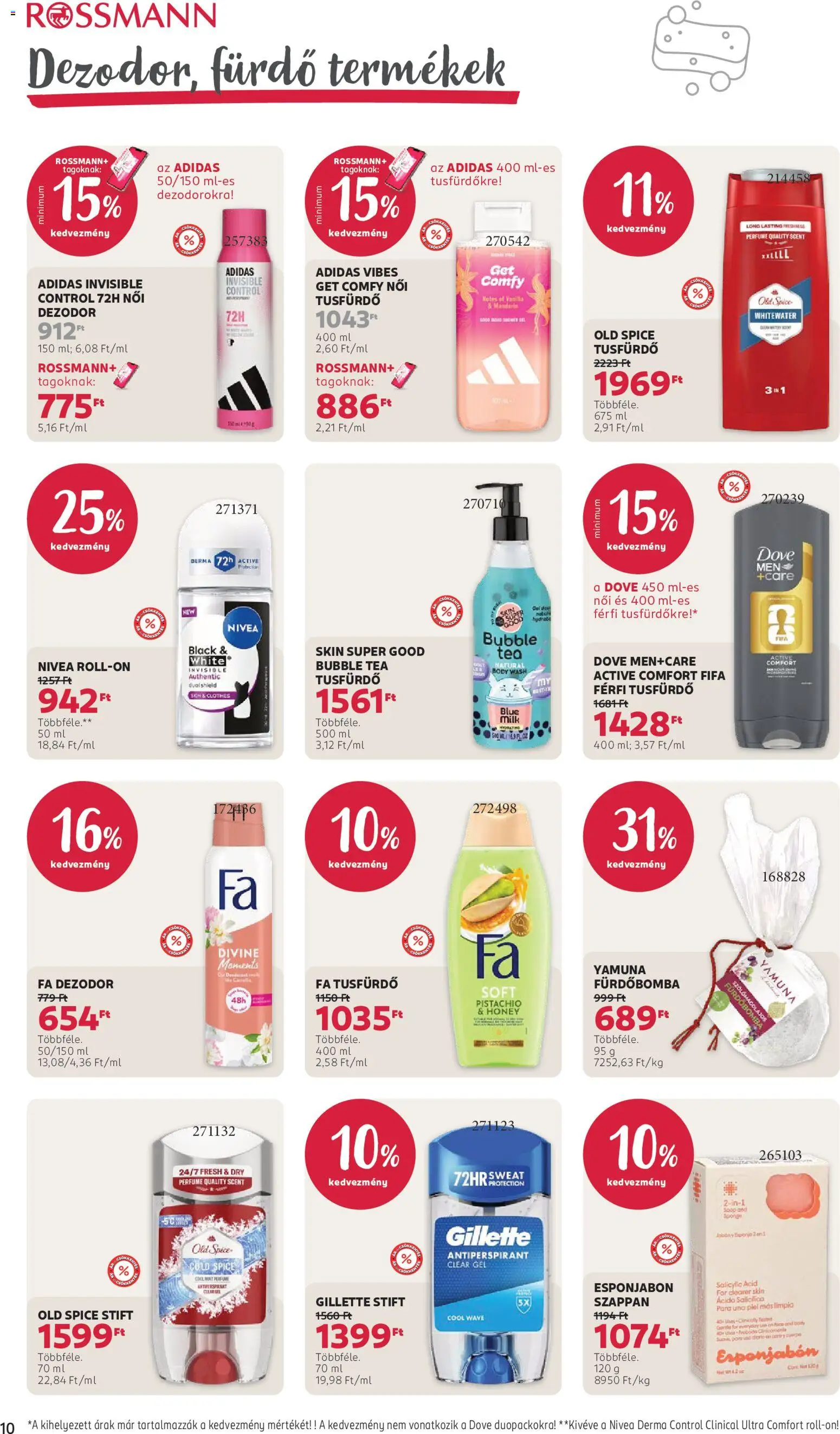 Rossmann akciós ujság - amely érvényes a következő dátumtól: 2026.10.19. | Oldal: 12 | Termékek: FA, Nivea, Adidas, Gél