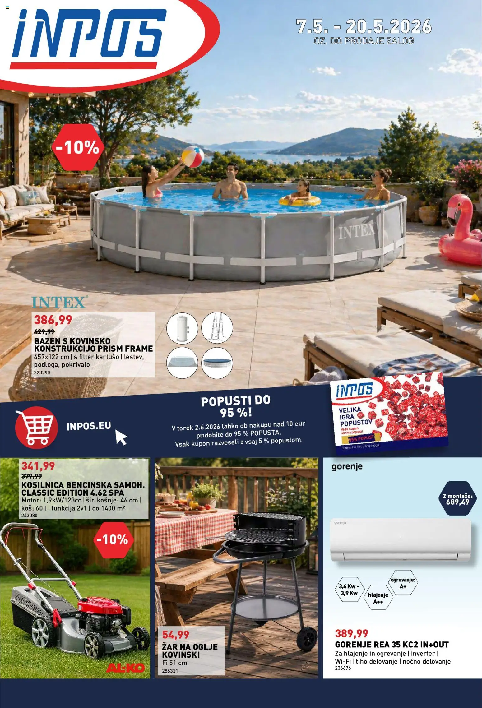 Novi Inpos katalog ponudbe – veljaven od 07.05.2026 | Stran: 1 | Izdelki: Igra, Zar, Kosilnica, Kos