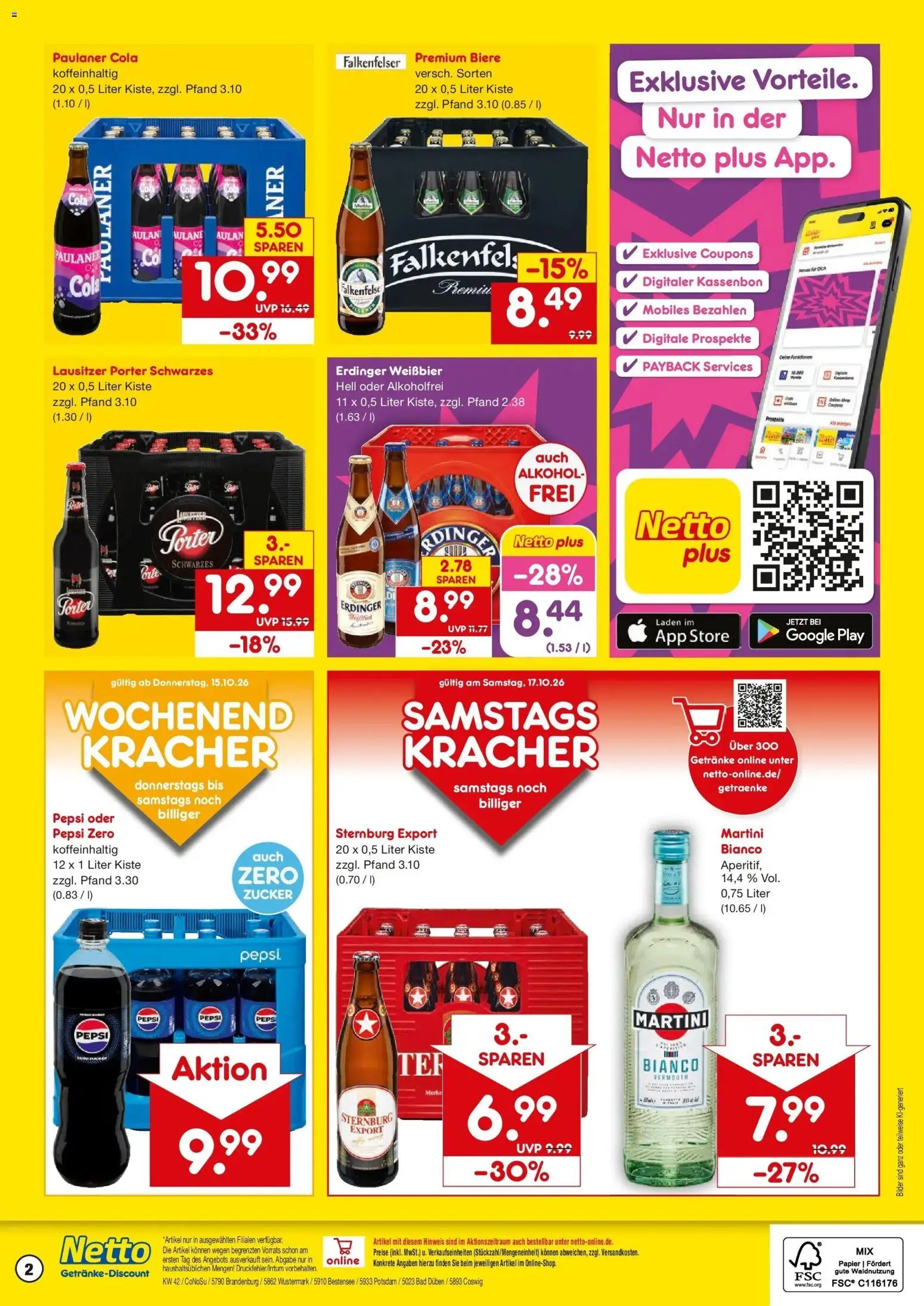 Netto Marken-Discount Prospekt Wustermark-Elstal – gültig ab 12.10.2026 | Seite: 2 | Produkte: Martini, Erdinger, Zucker, Paulaner