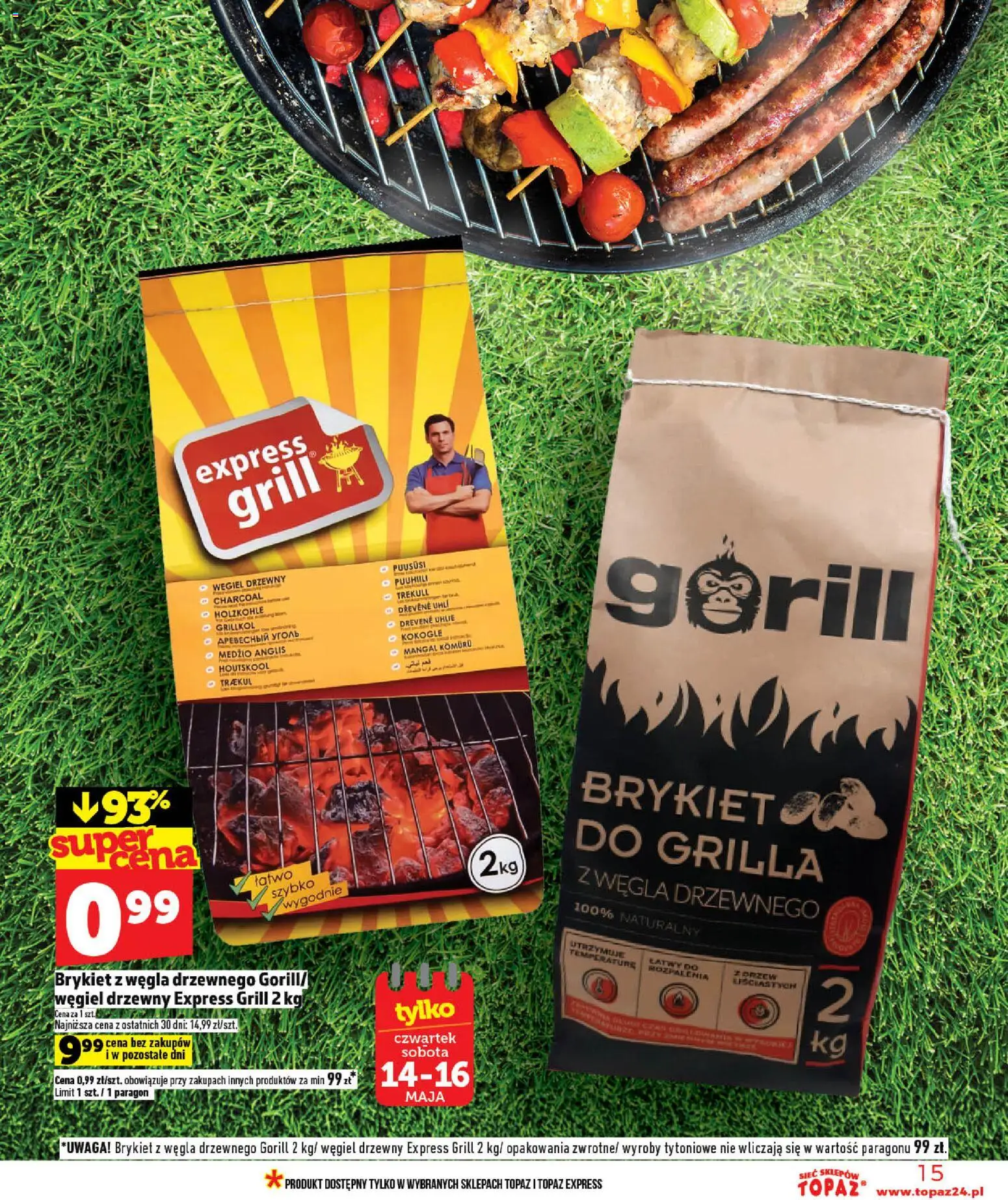 Topaz gazetka - Ceny małe na stałe od 14.05.2026 | Strona: 15 | Produkty: Grill