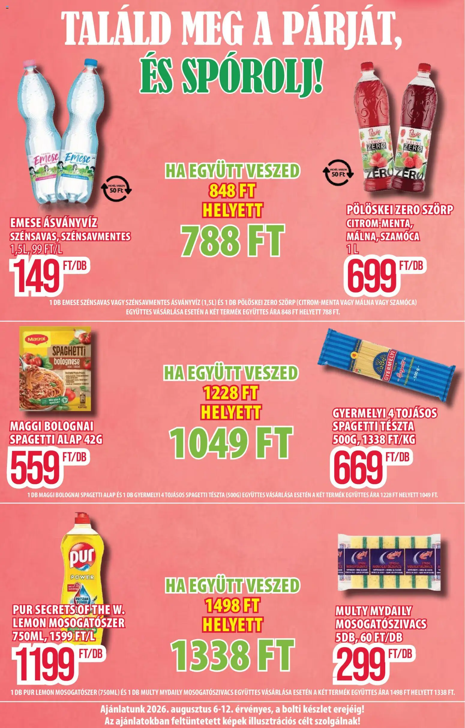 COOP Szolnok akciós ujság - amely érvényes a következő dátumtól: 2026.08.06. | Oldal: 9 | Termékek: Szörp, Spagetti, Maggi, Tészta