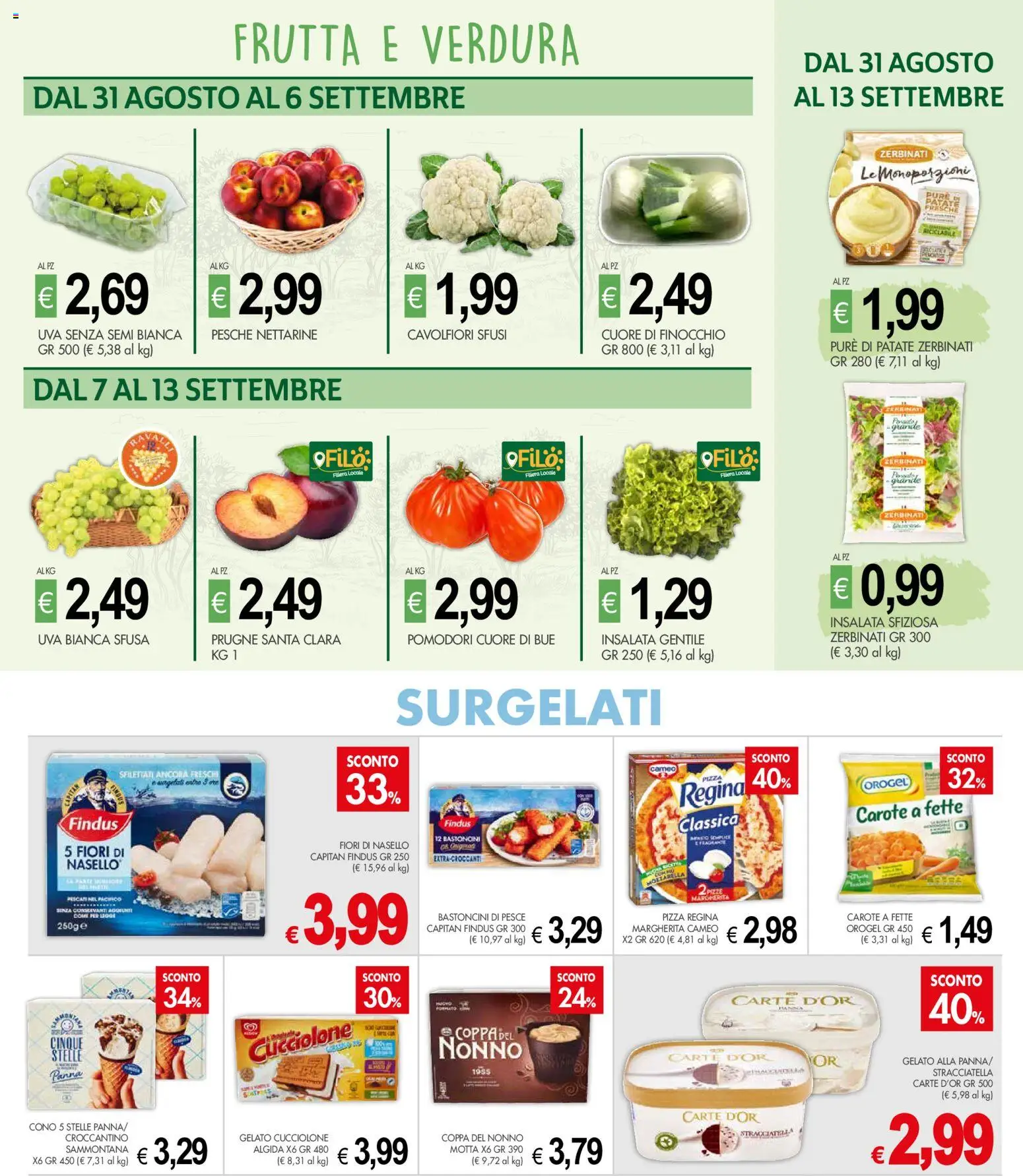 Volantino Presto Fresco del 31/08/2026 | Pagina: 4 | Prodotti: Insalata, Uva senza semi, Pesche, Stracciatella