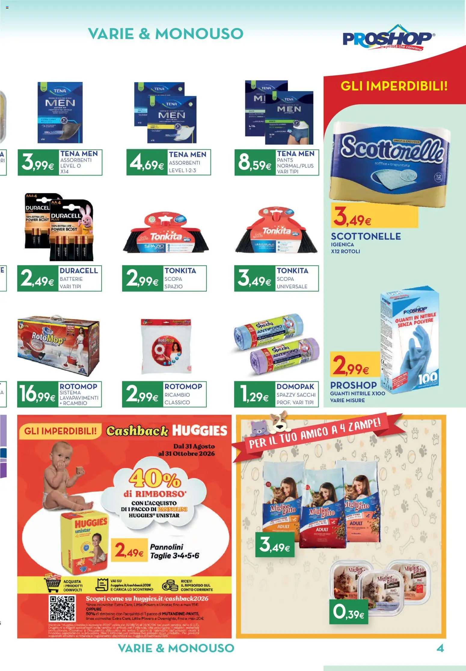 Volantino Proshop del 03/09/2026 | Pagina: 5 | Prodotti: Guanti, Scopa, Assorbenti, Batterie