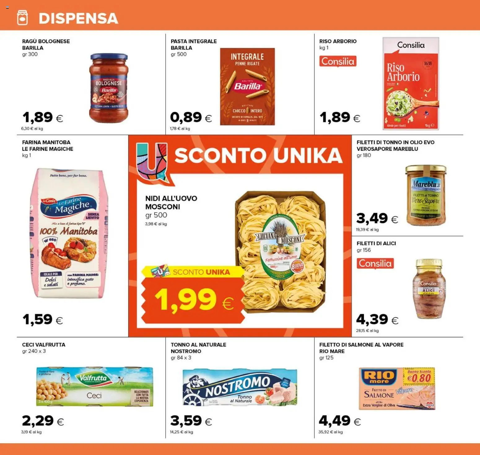 Volantino Oasi del 04/09/2026 | Pagina: 16 | Prodotti: Farina, Pasta, Barilla, Alici