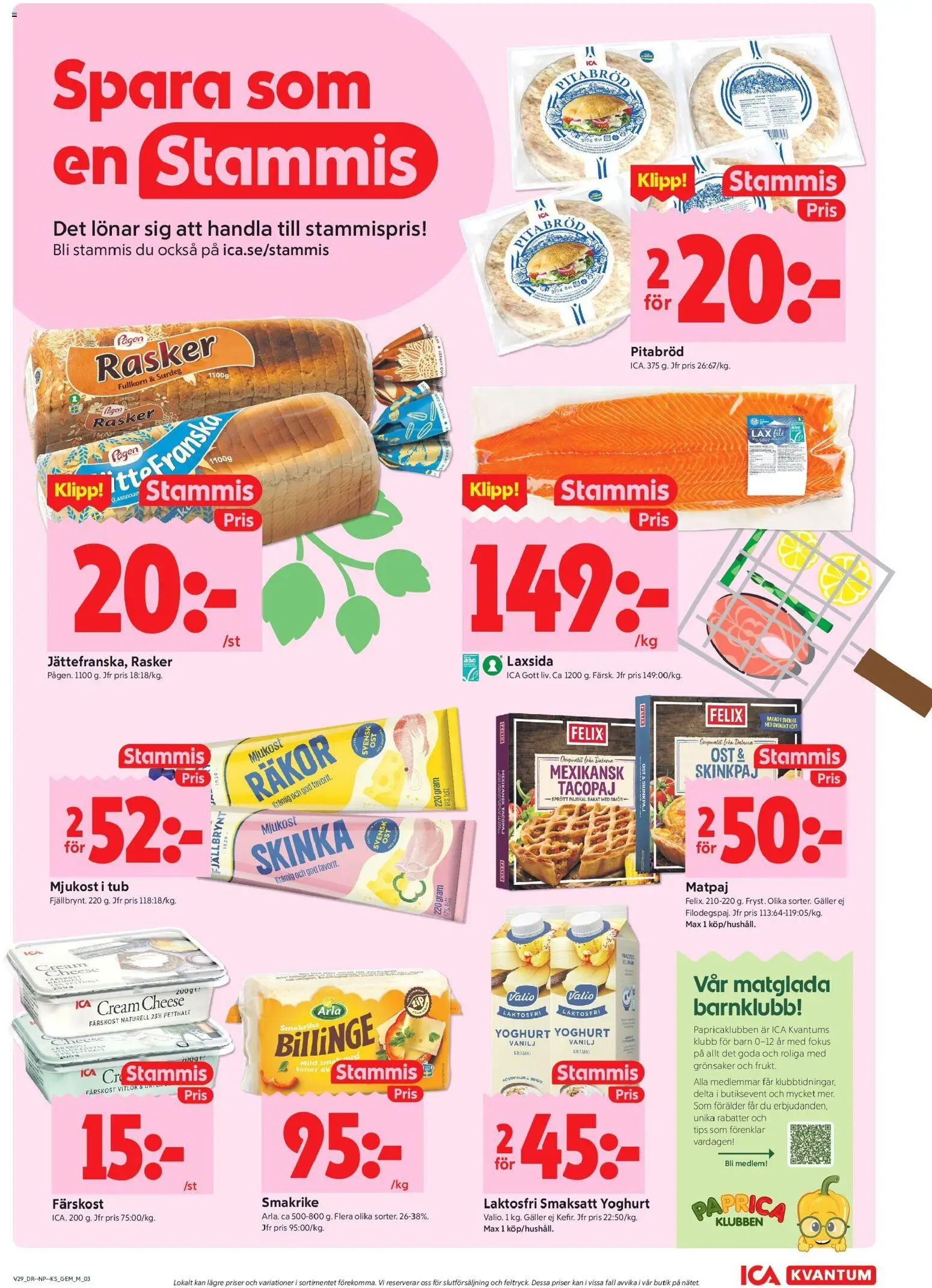 ICA Kvantum reklamblad aktuell från 13/07/2026 | Sida: 3 | Produkter: Lax, Ost, Yoghurt, Mjukost