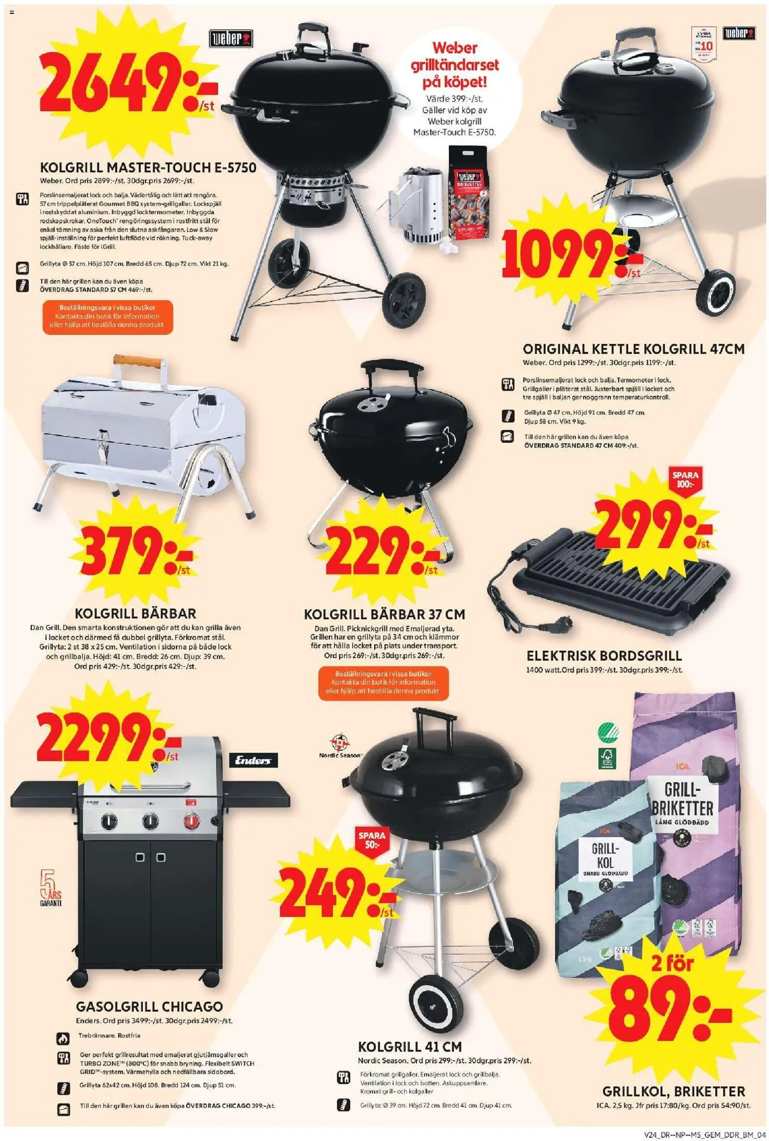 ICA Maxi reklamblad aktuell från 08.06.2026 | Sida: 12 | Produkter: Termometer, Gasolgrill, Kolgrill, Galler