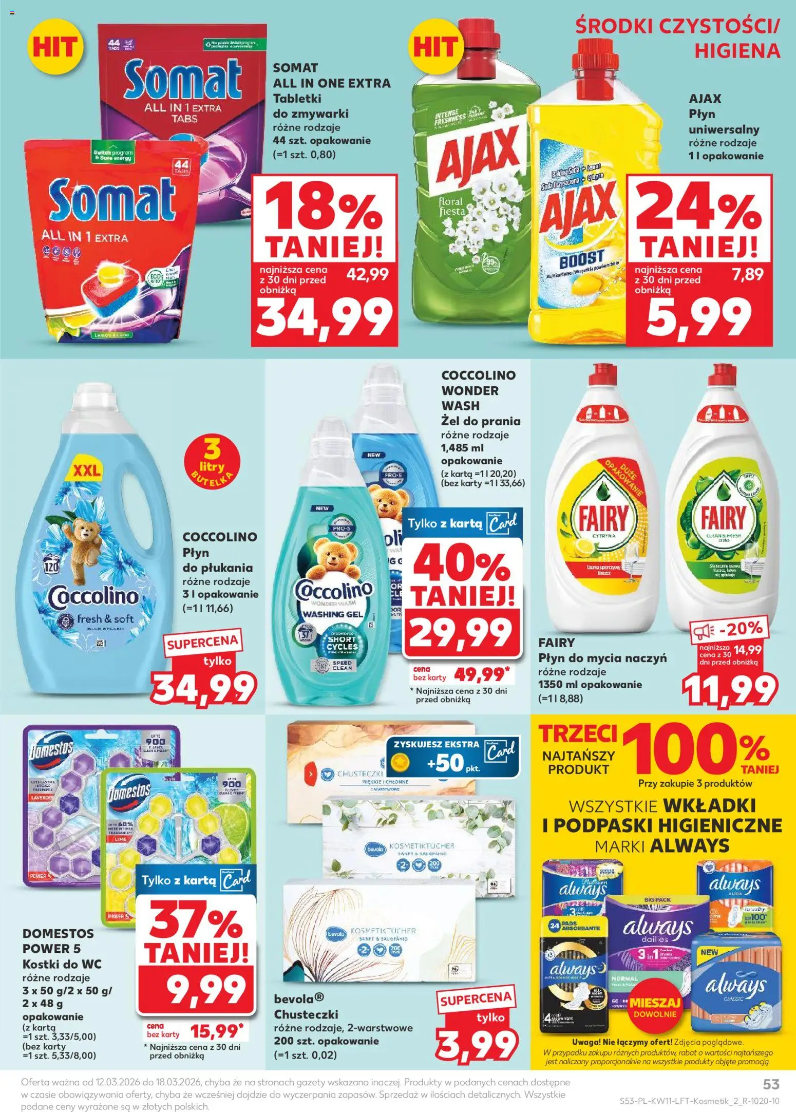 Kaufland Polsko leták od 12.03.2026 | Strana: 53 | Produkty: Coccolino, Karty, Somat, Wc