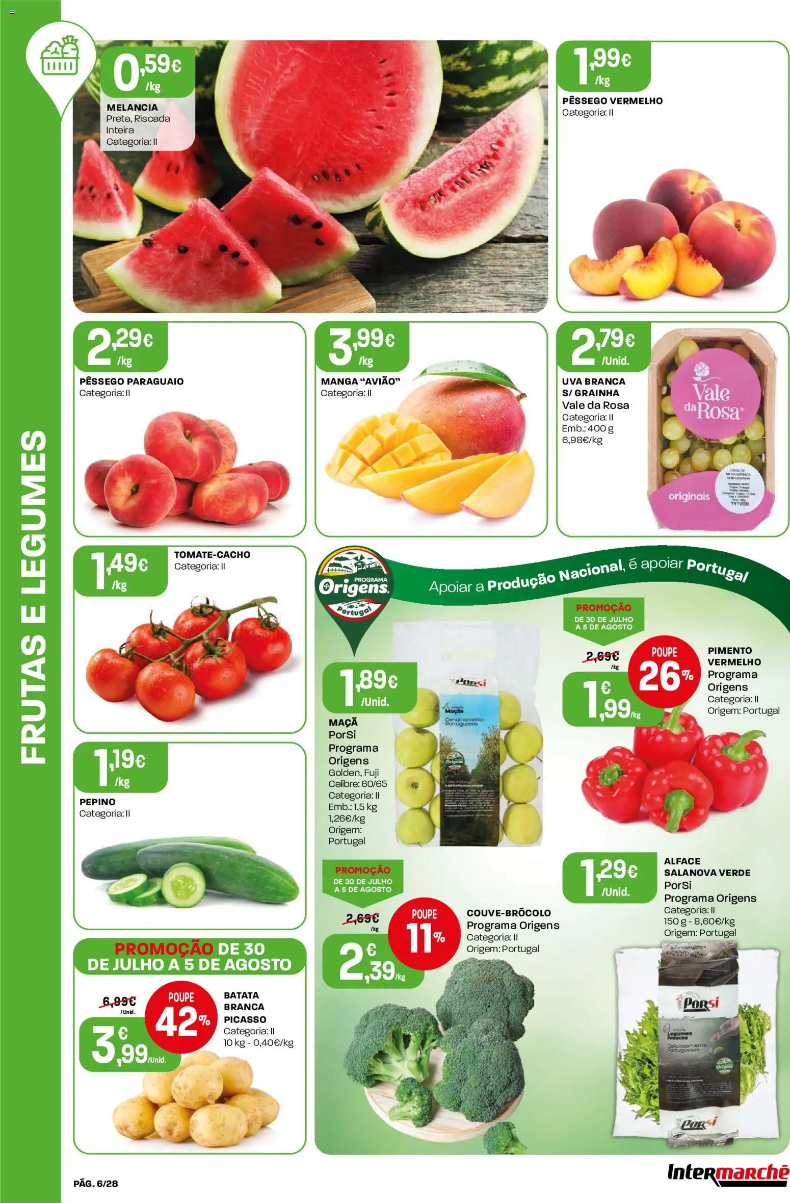 Intermarché Folheto Contact │ válido de 30/07/2026 | Página: 6 | Produtos: Batata, Maçãs, Melancia, Alface