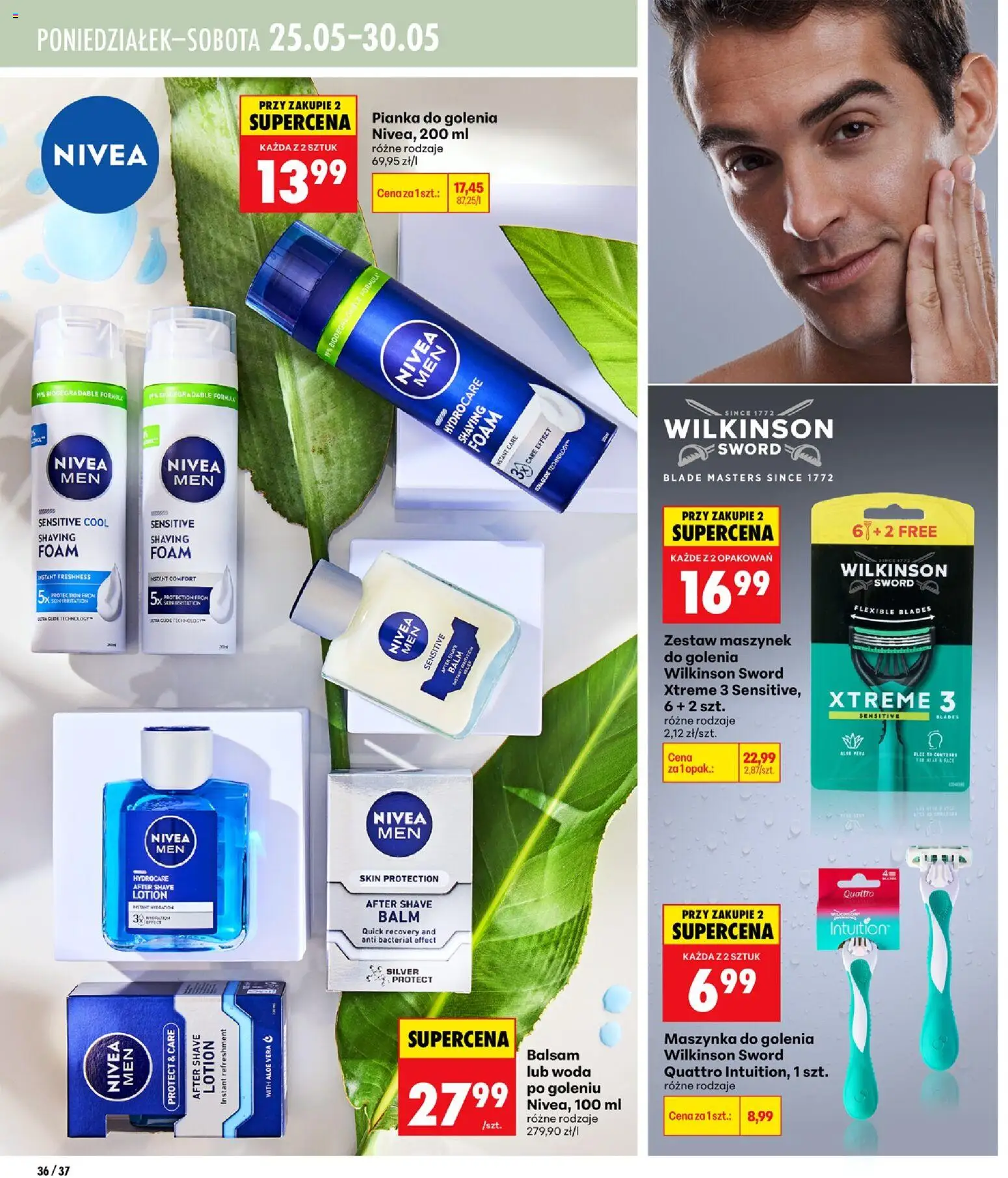 Biedronka gazetka - Mamy piękne strony od 21.05.2026 | Strona: 36 | Produkty: Maszynka do golenia, Pianka do golenia, Lotion, Woda