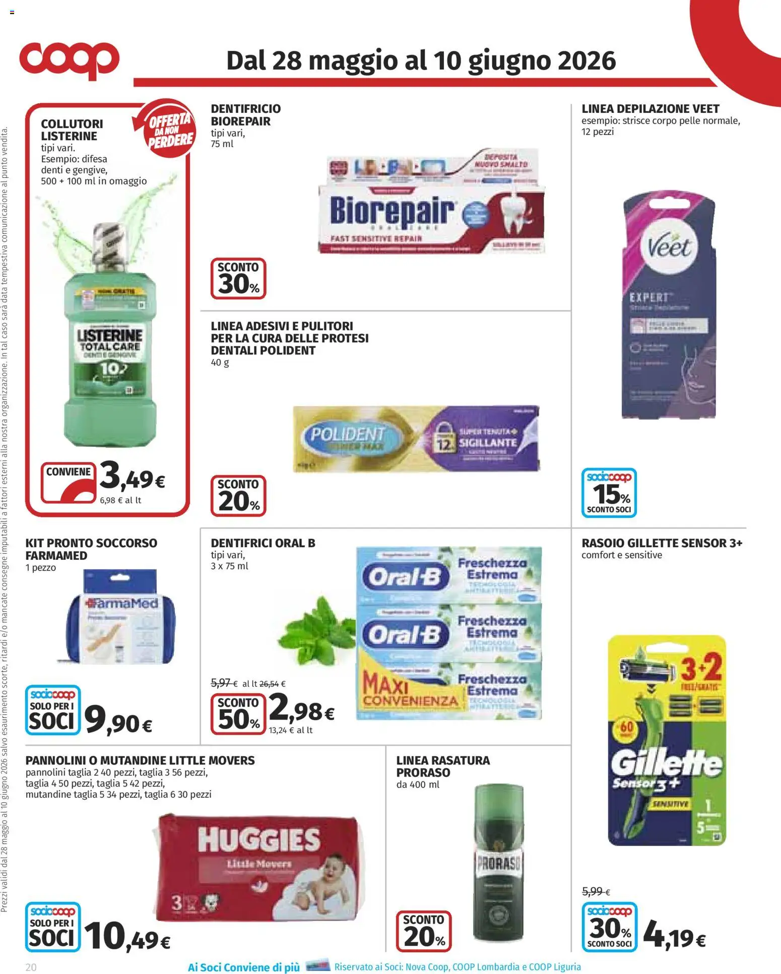 Volantino COOP del 28.05.2026 | Pagina: 20 | Prodotti: Rasoio, Dentifricio, Mutandine, Data